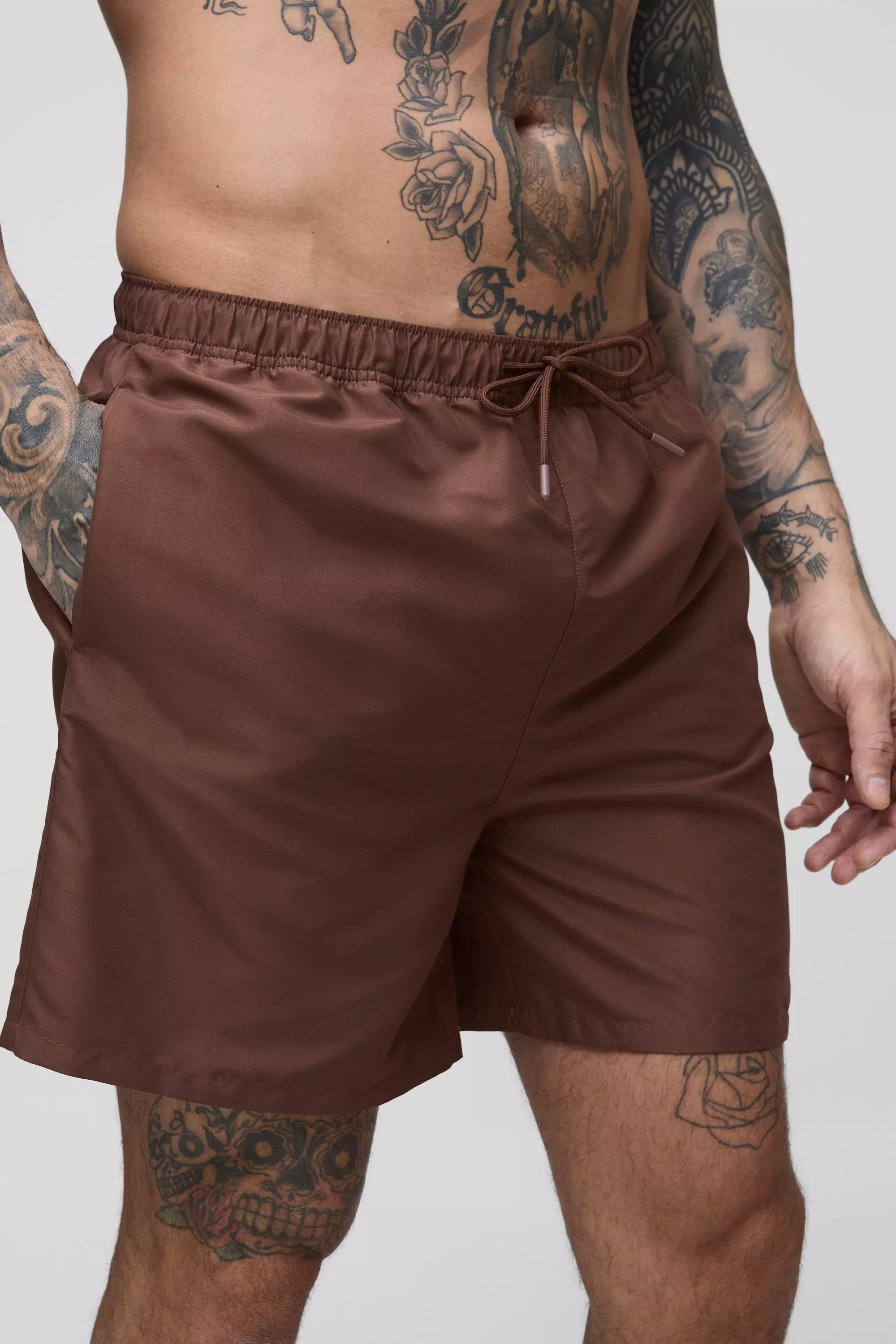 Chocolate Tall Embroidered Short Length Regular Fit Swim Shorts alternative image
