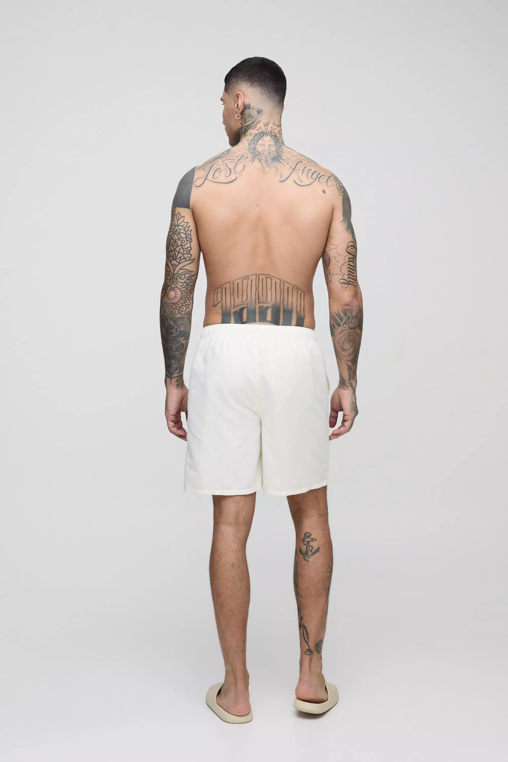 Ecru Tall Mid Length Regular Fit Swim Shorts alternative image