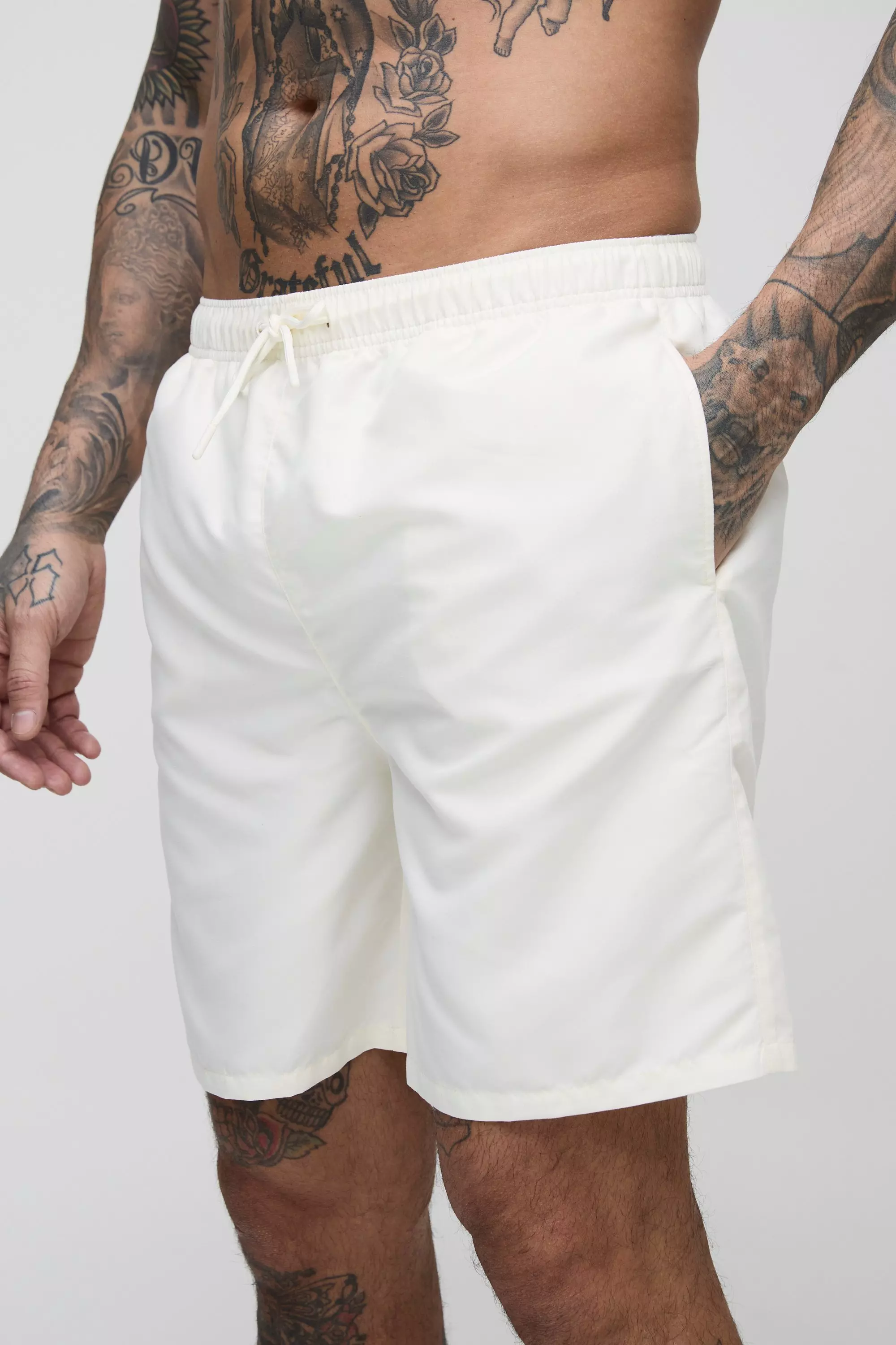 Ecru Tall Mid Length Regular Fit Swim Shorts alternative image