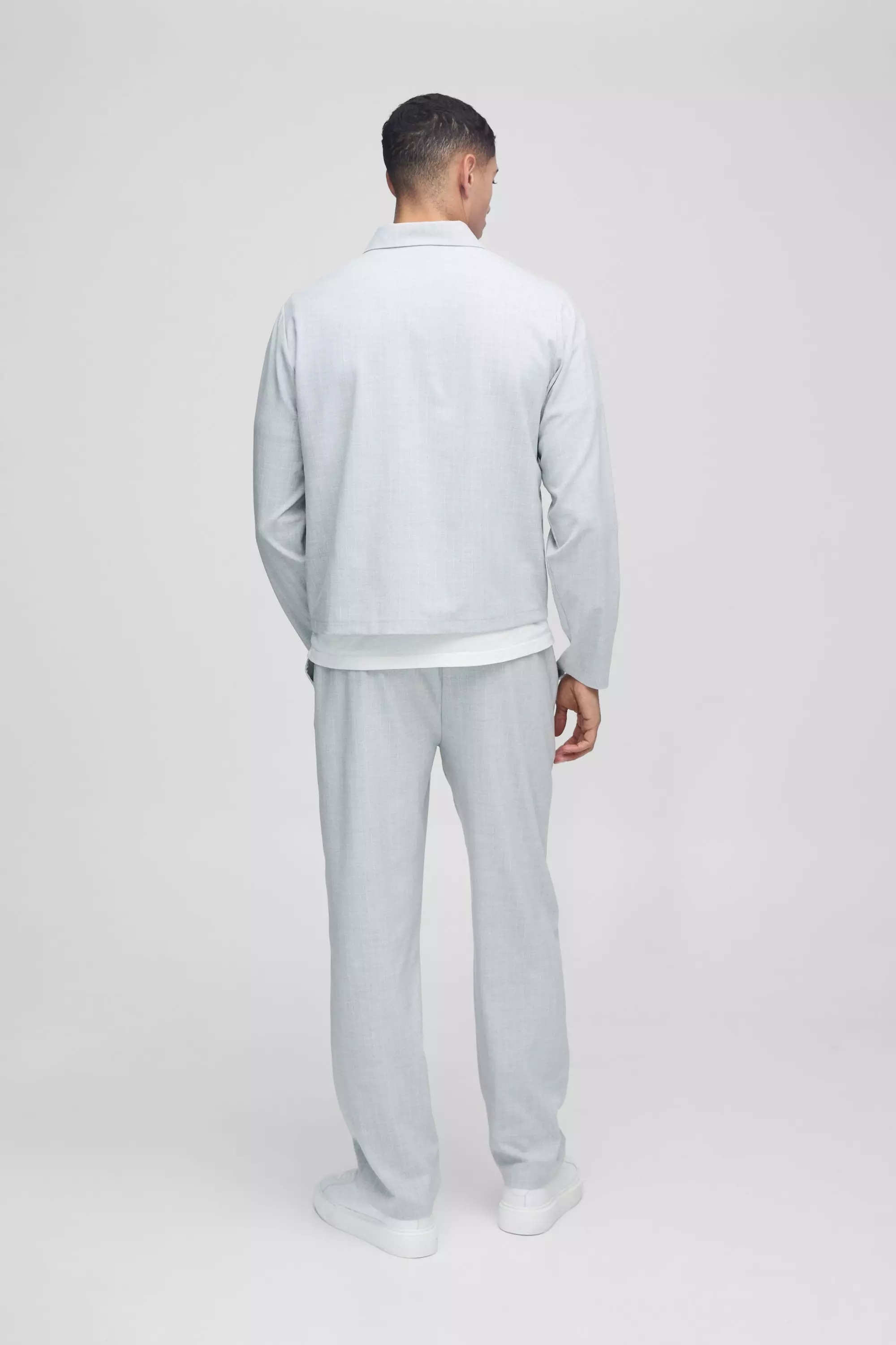 Light grey Gestreepte Regular Fit Harrington Jas alternatieve afbeelding