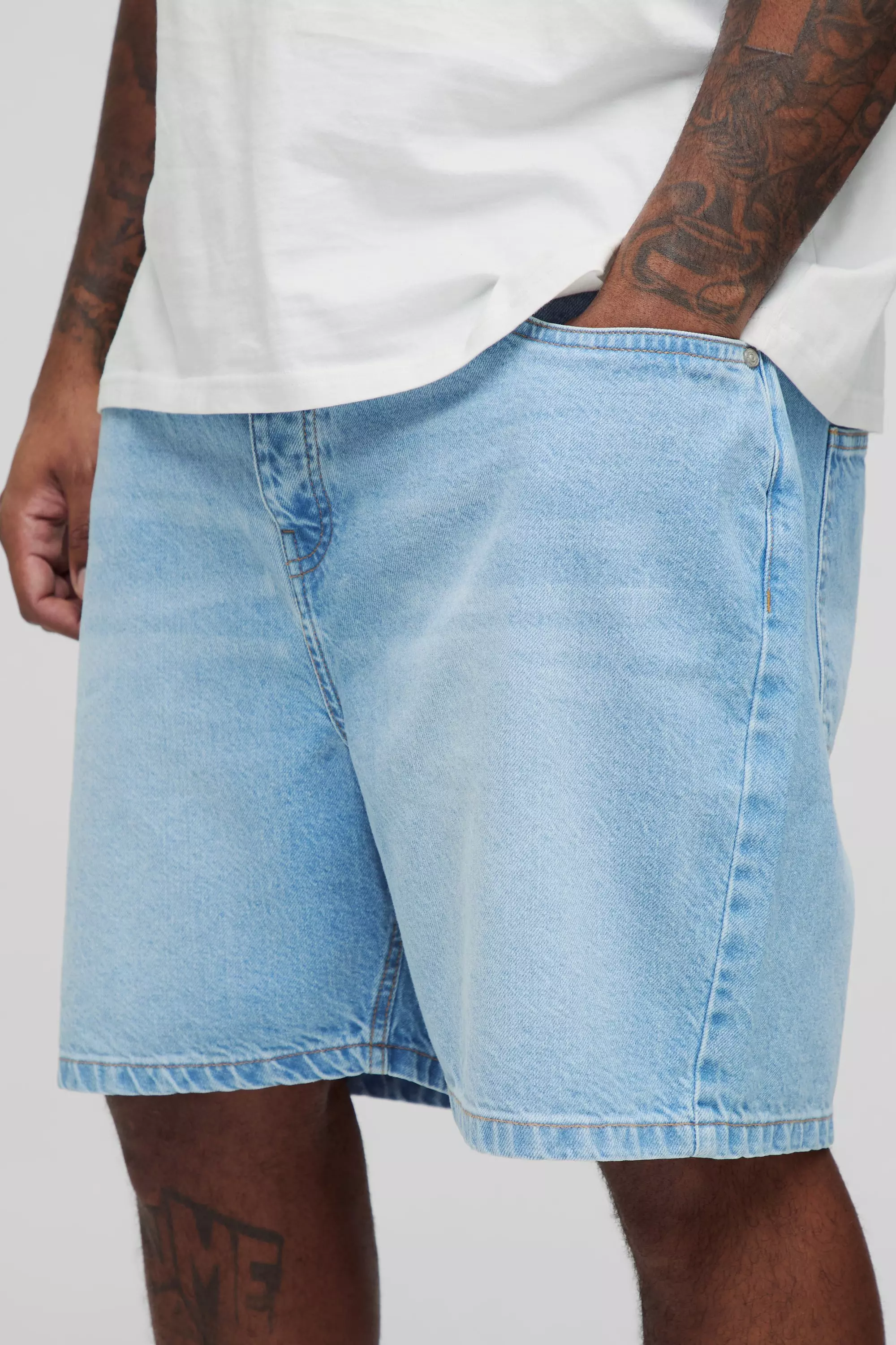 Grande taille - Short large en jean, Light wash autre image
