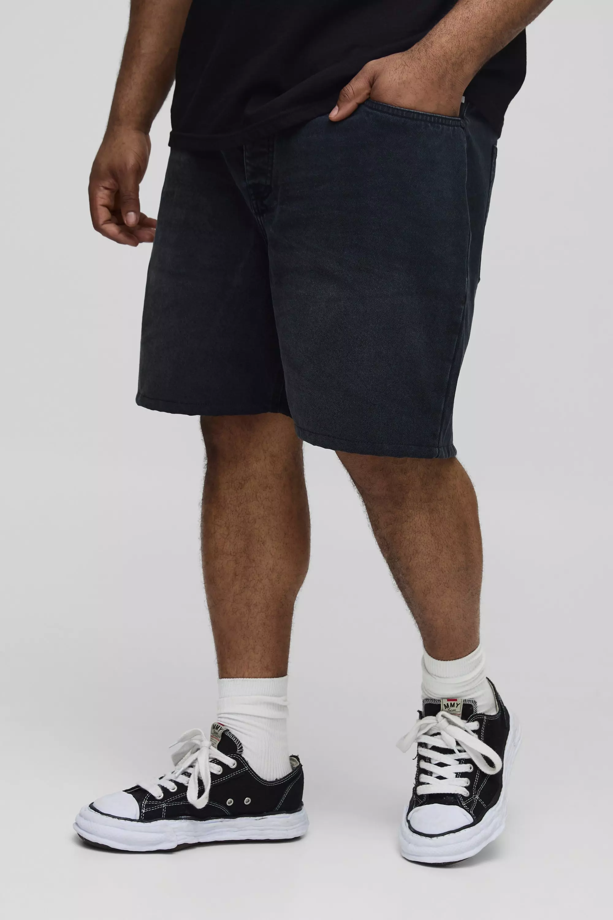 Charcoal Plus Relaxed Rigid Jean Shorts alternative image