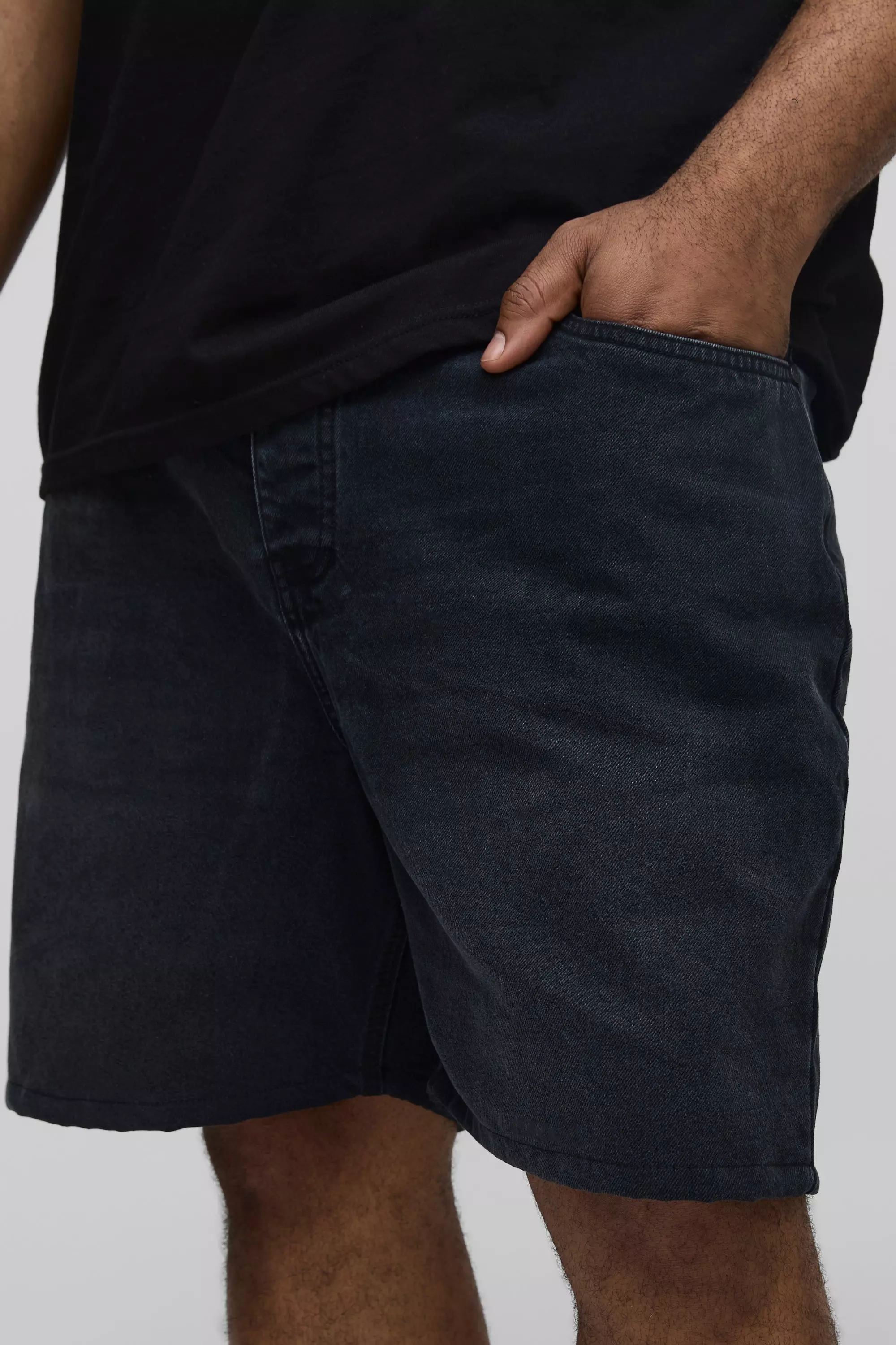 Charcoal Plus Relaxed Rigid Jean Shorts alternative image