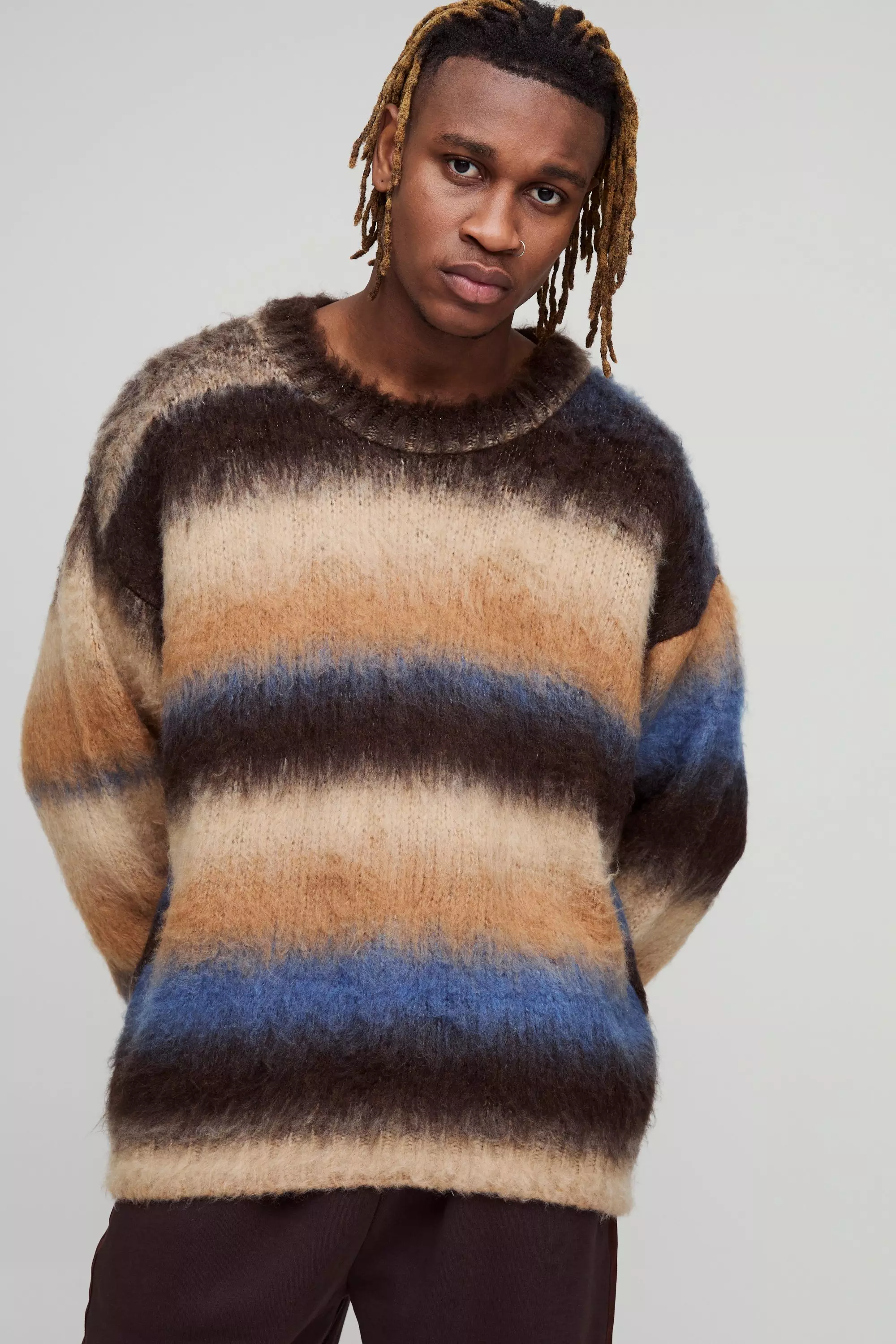 Tall - Pull oversize en maille brossée, Stone autre image