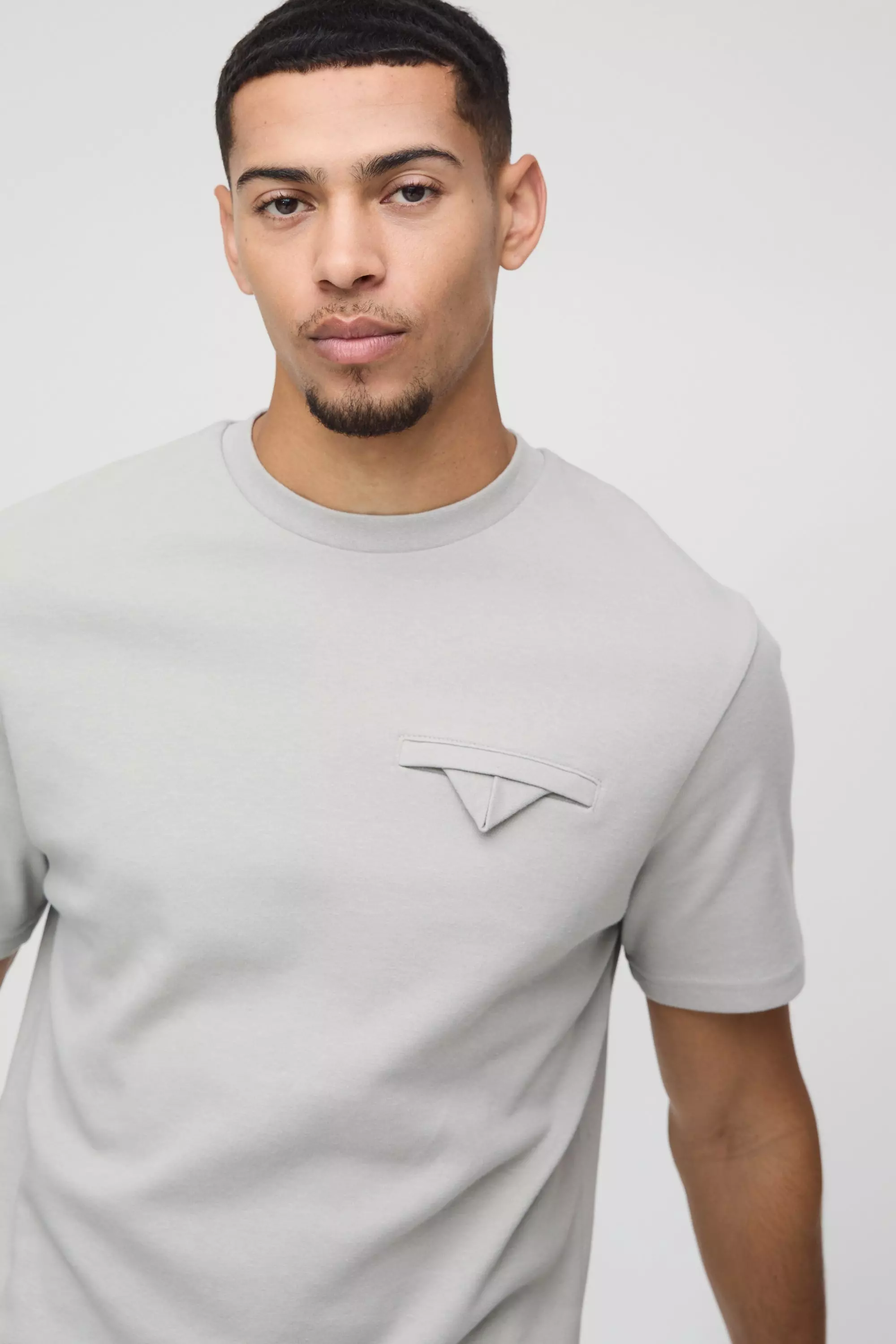 Heavyweight Pocket Detail Interlock Boxy T-Shirt | boohooMAN AU