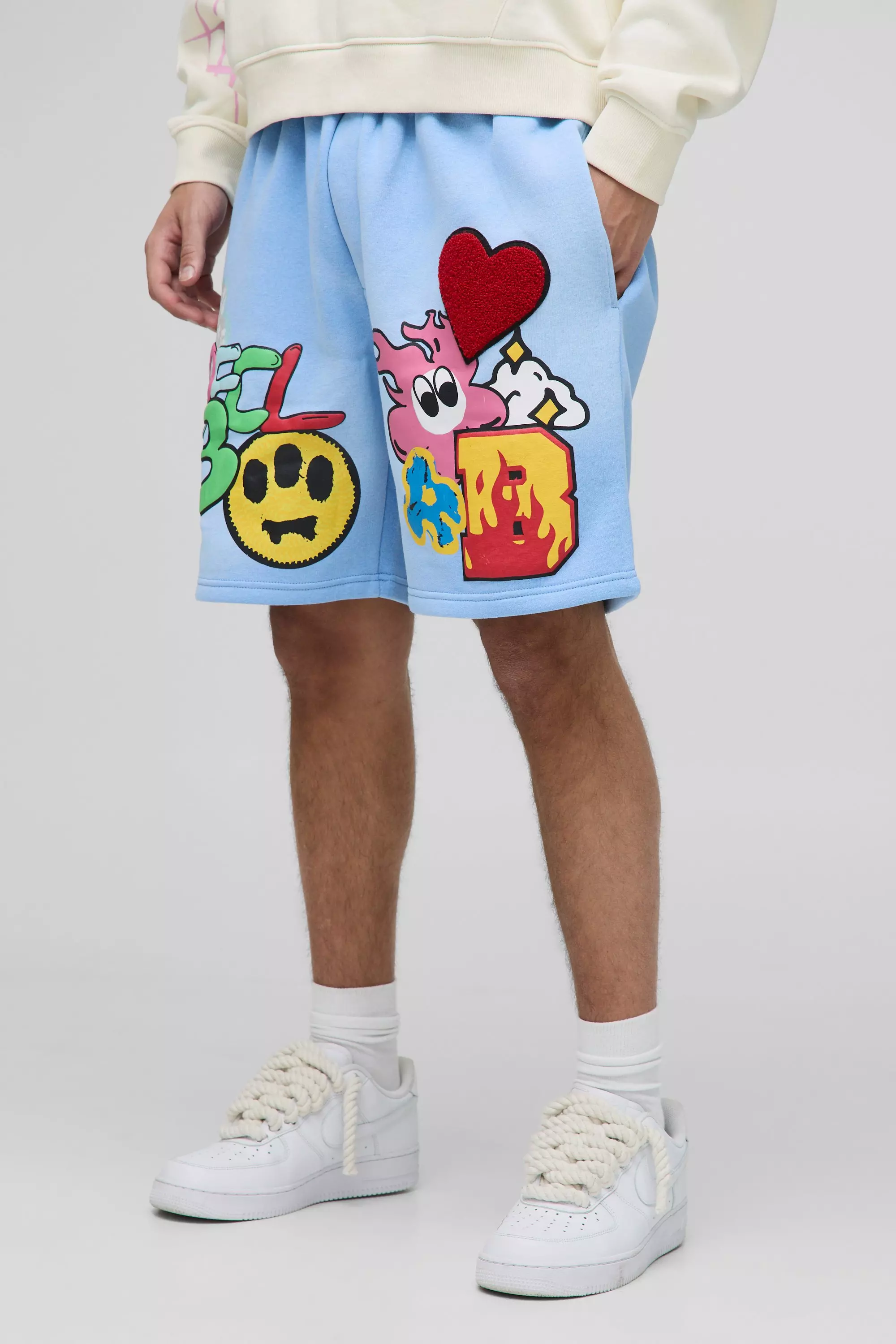 Lockere Shorts mit Official-Print, Light blue alternatives Bild