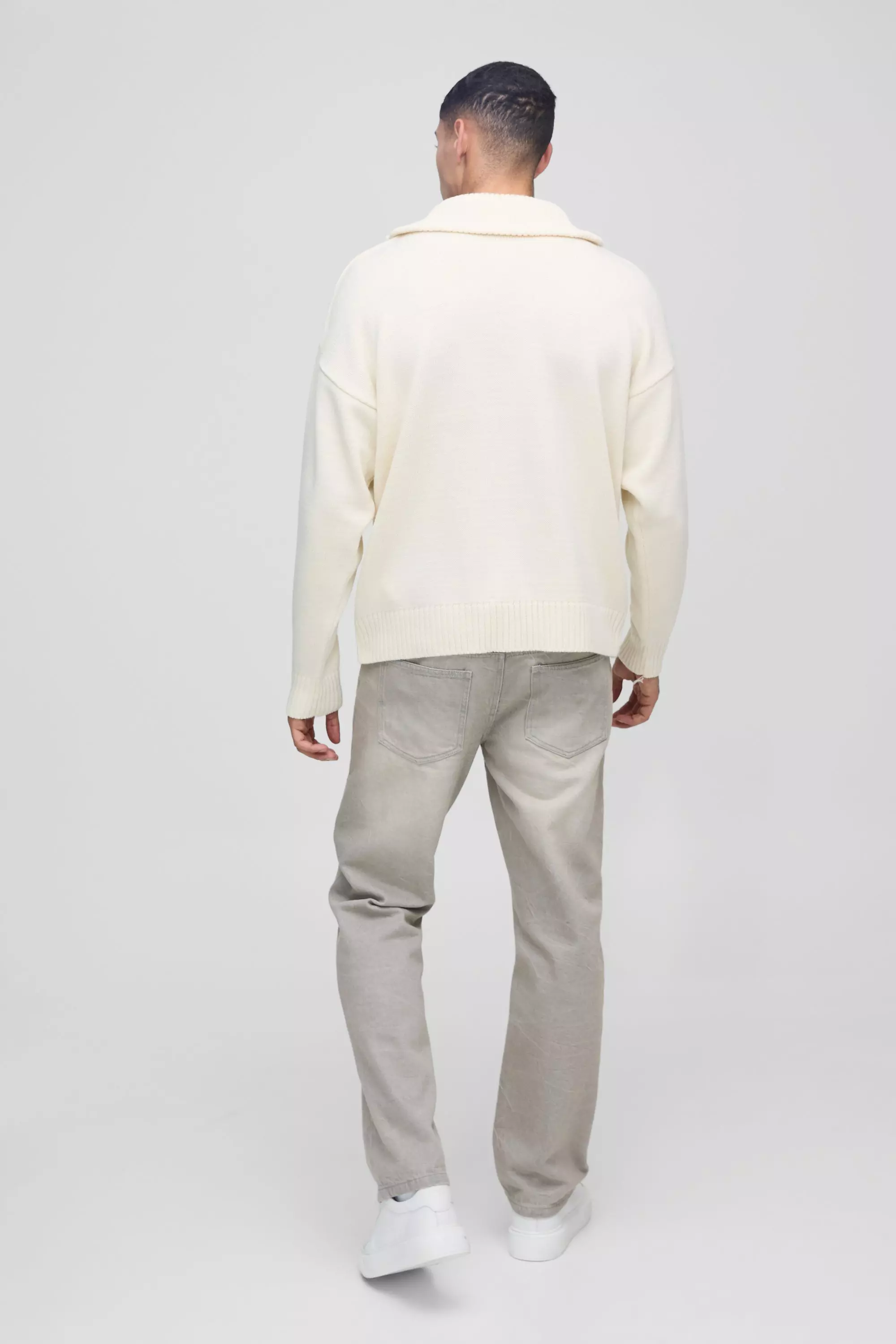 Stone Oversized Dropped Shoulder Knitted Funnel Neck alternative image