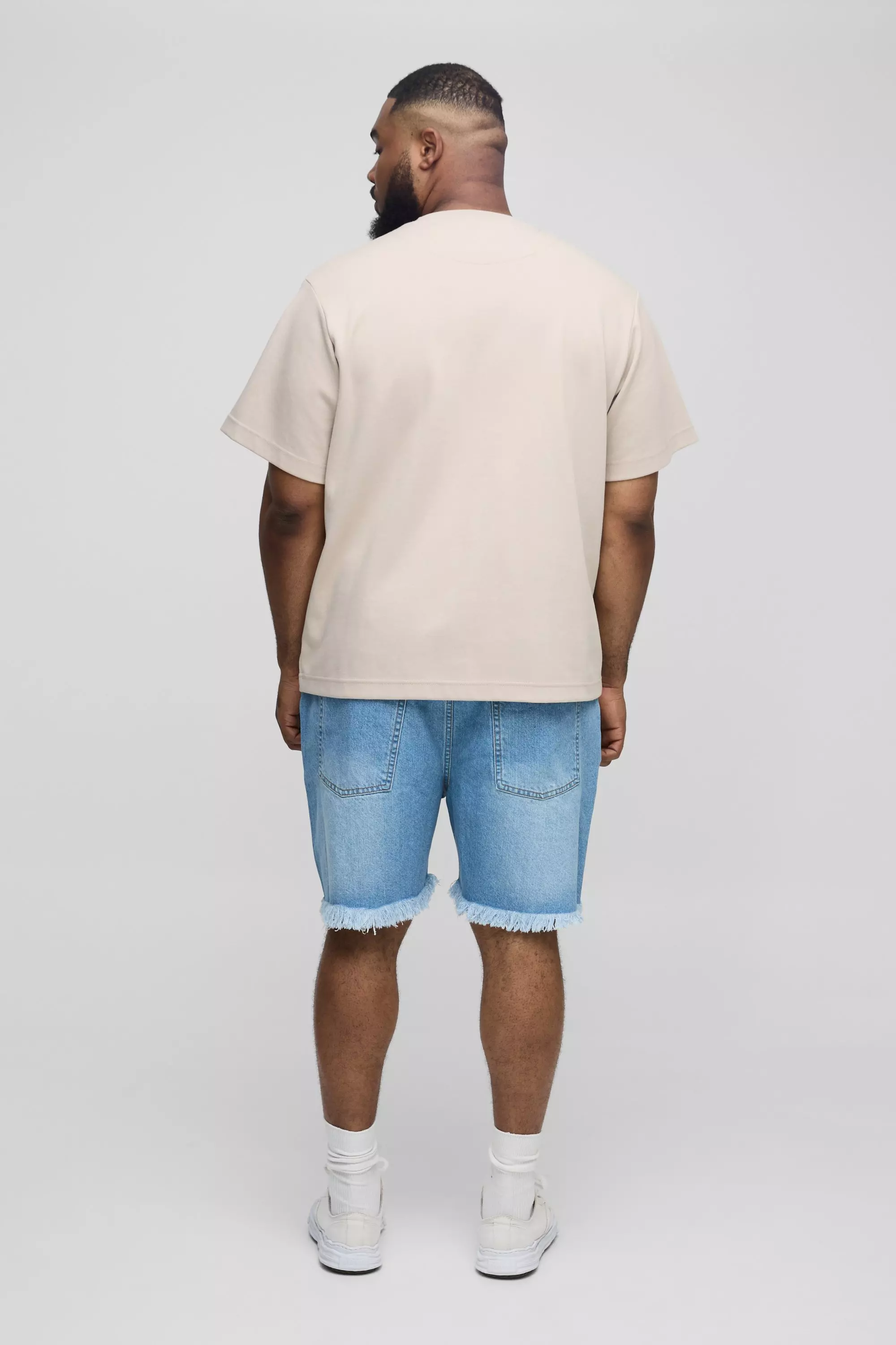 Light wash Plus Relaxed Ripped Gusset Denim Shorts alternative image