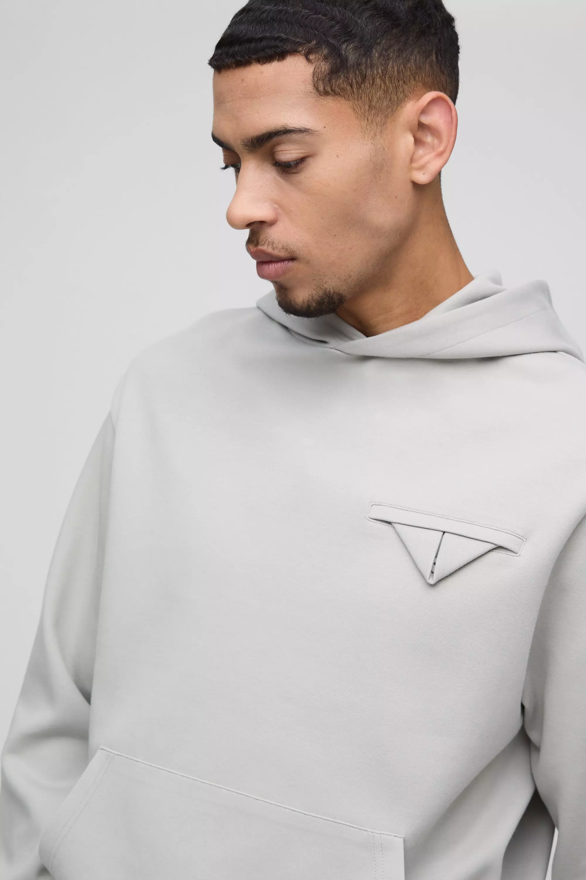 Light grey Interlock Pocket Detail Hoodie alternative image