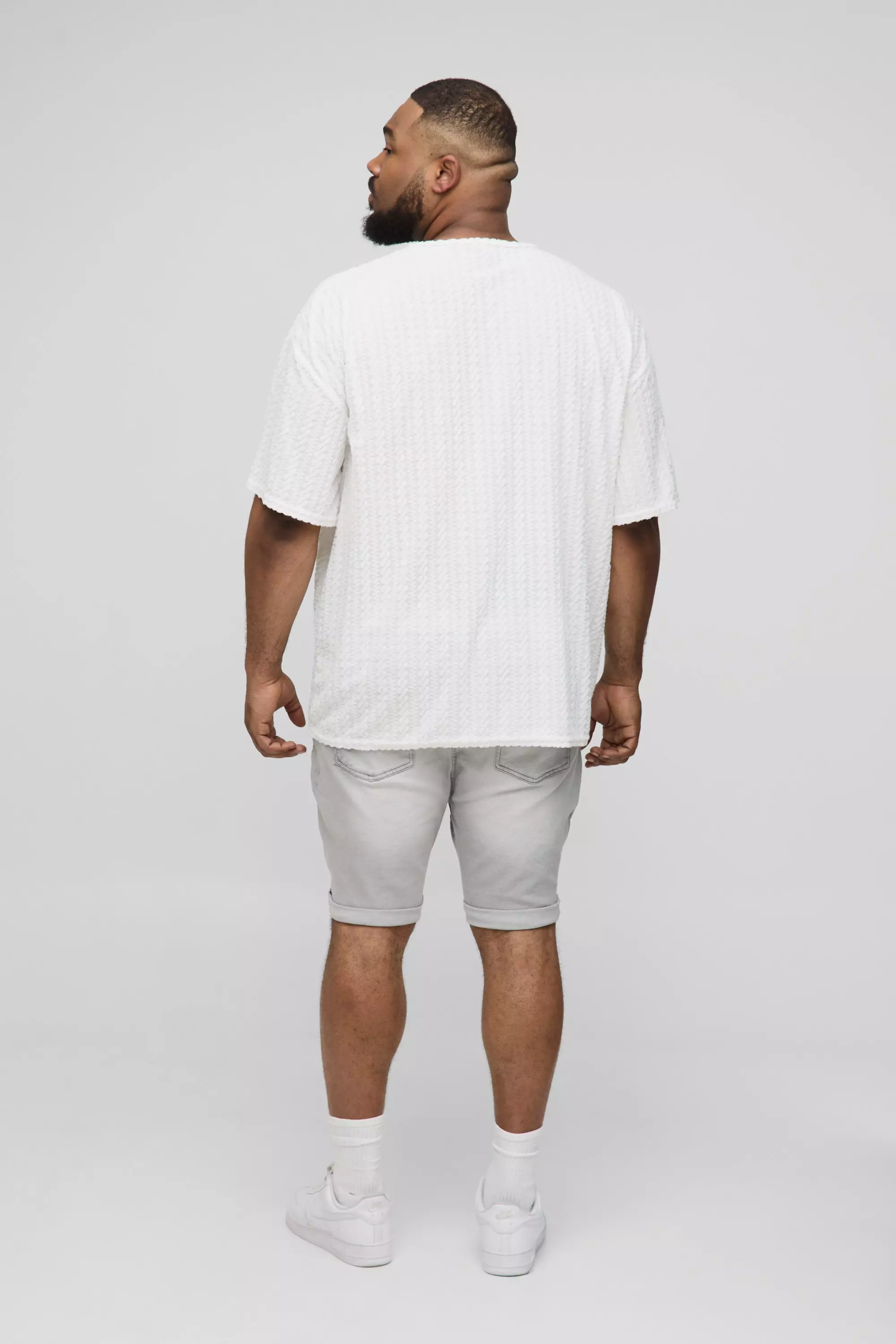 Grey Plus Skinny Stretch Ripped Jean Shorts alternative image