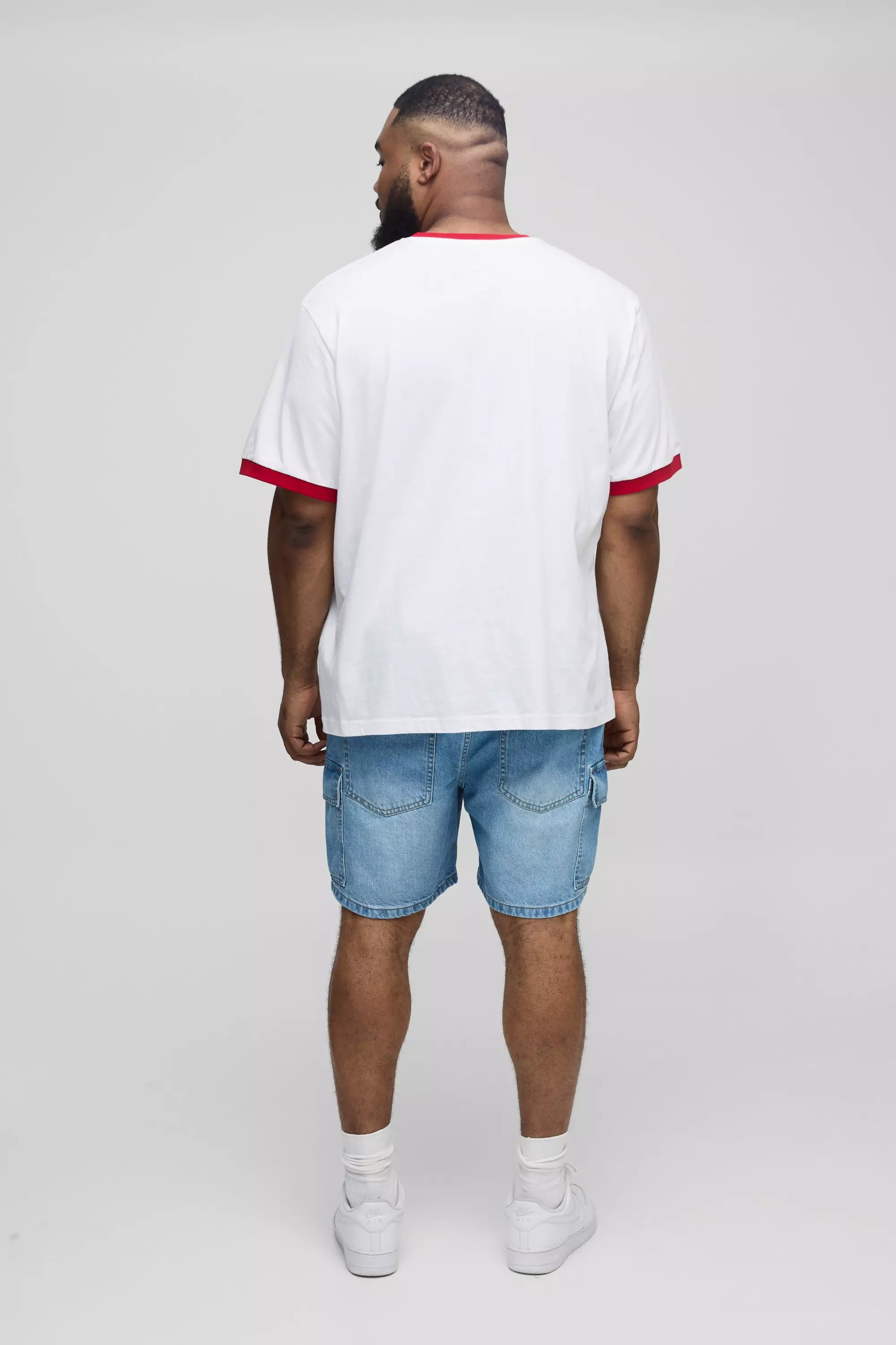 Light wash Plus Slim Rigid Cargo Jean Shorts alternative image