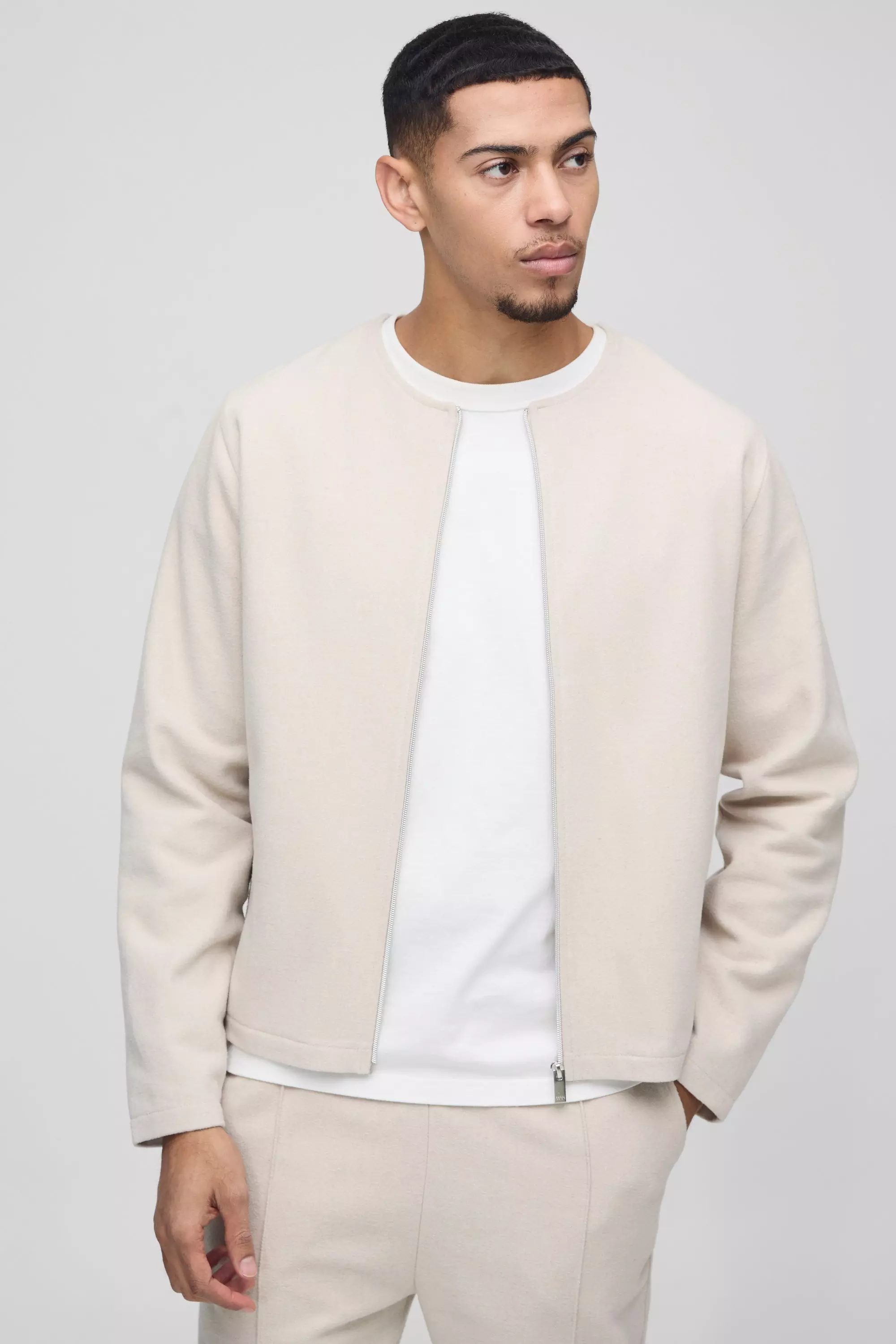 Kragenlose Jacke mit Reißverschluss, Stone alternatives Bild
