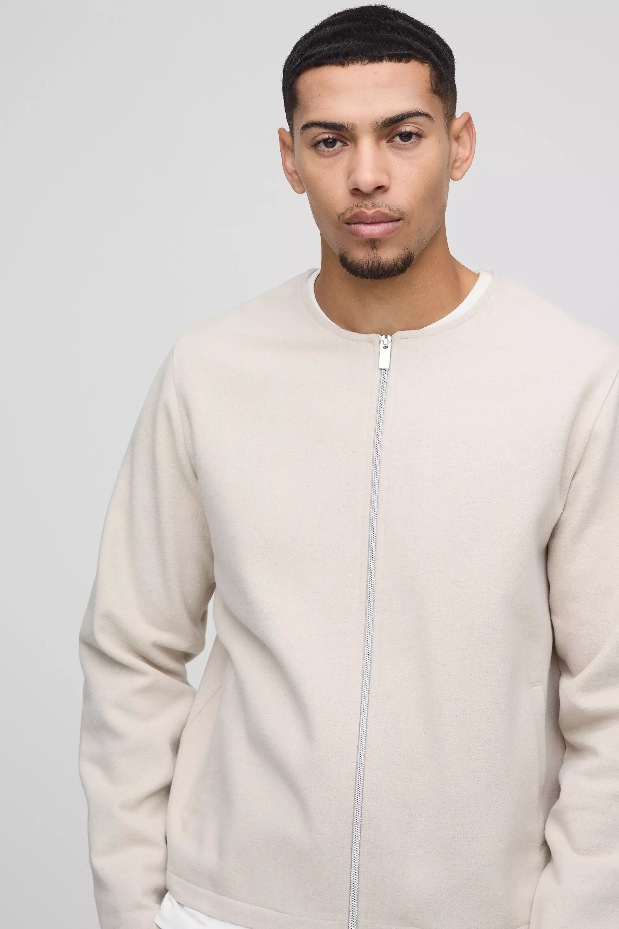 Kragenlose Jacke mit Reißverschluss, Stone alternatives Bild