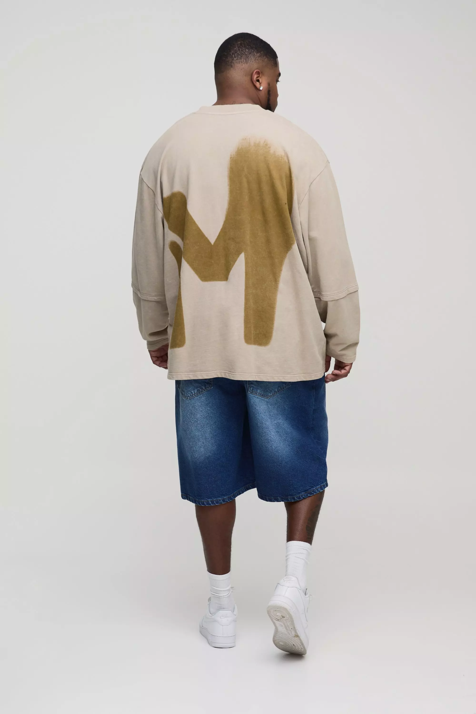 Plus Relaxed Fit Jorts | boohooMAN USA