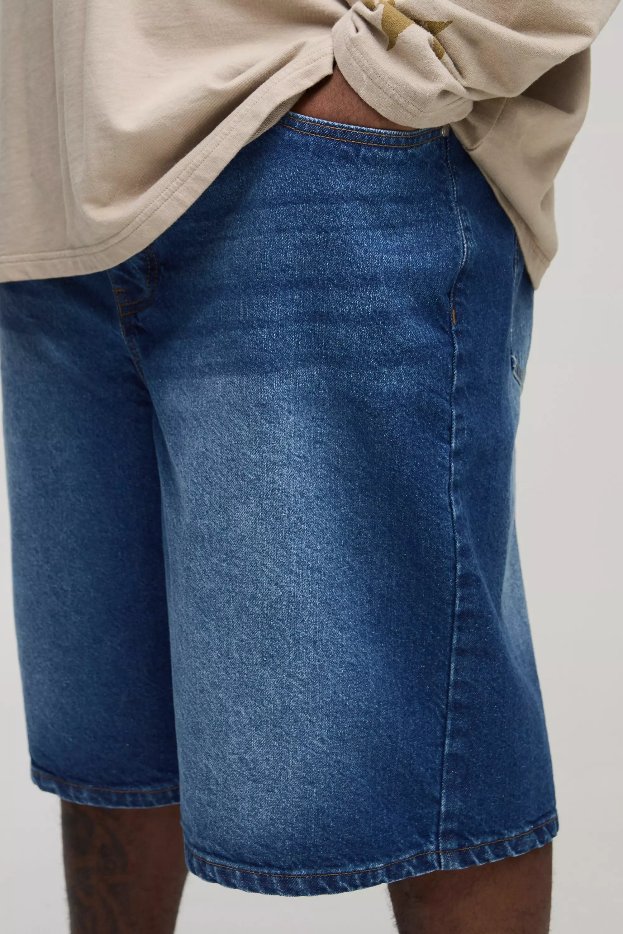 Plus Relaxed Fit Jorts | boohooMAN USA