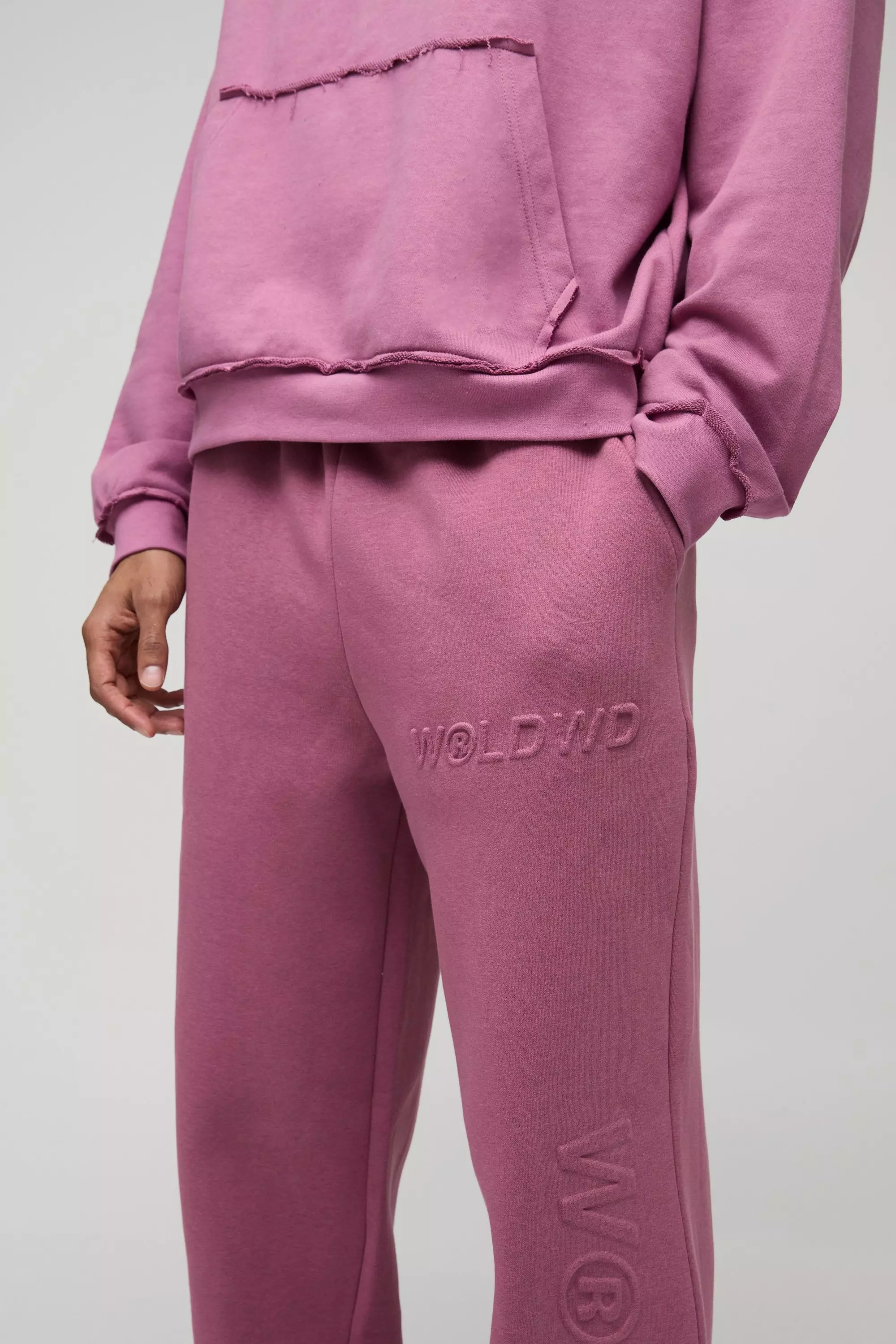 Mauve Worldwide Wide Leg Joggingbroek Met Reliëf alternatieve afbeelding