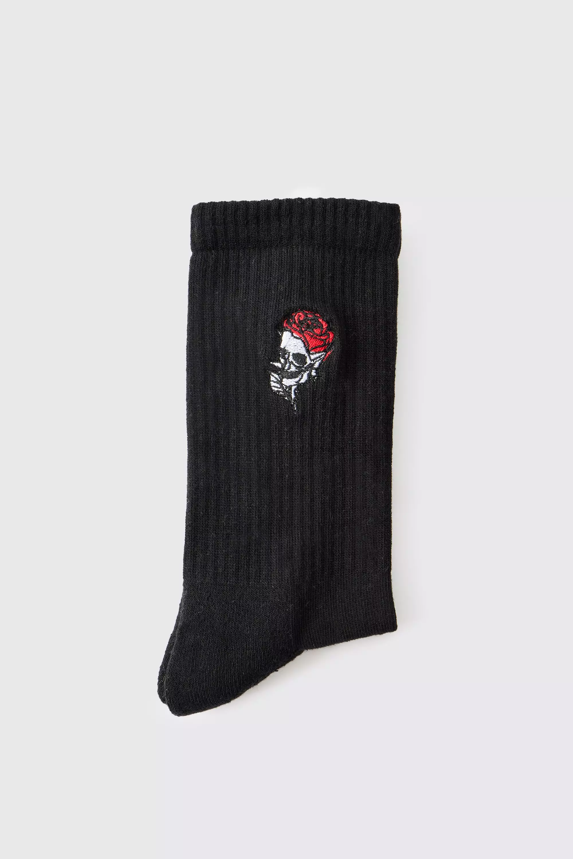 Black Rose Embroidered Half Terry Socks alternative image