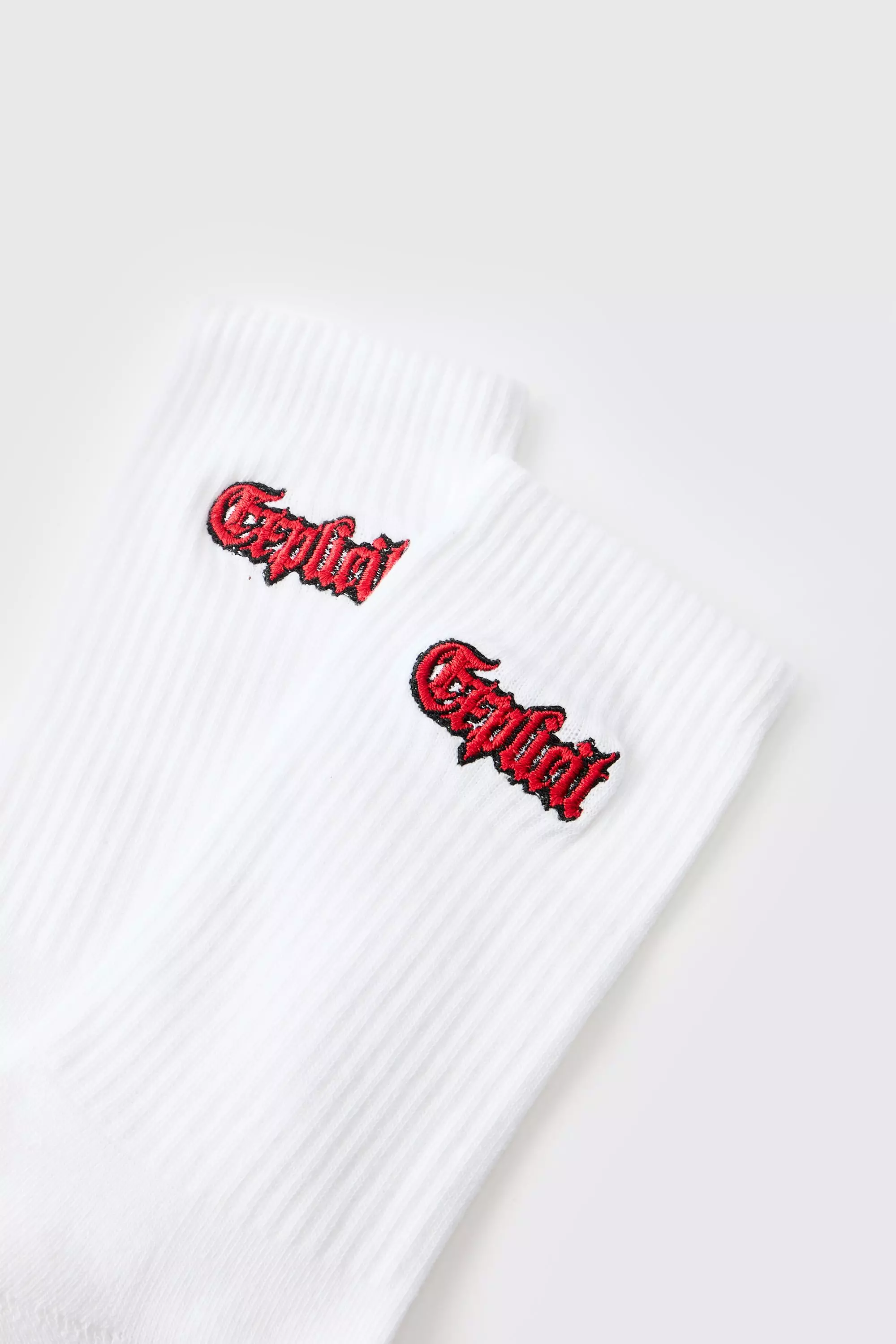 White Explicit Embroidered Half Terry Socks alternative image