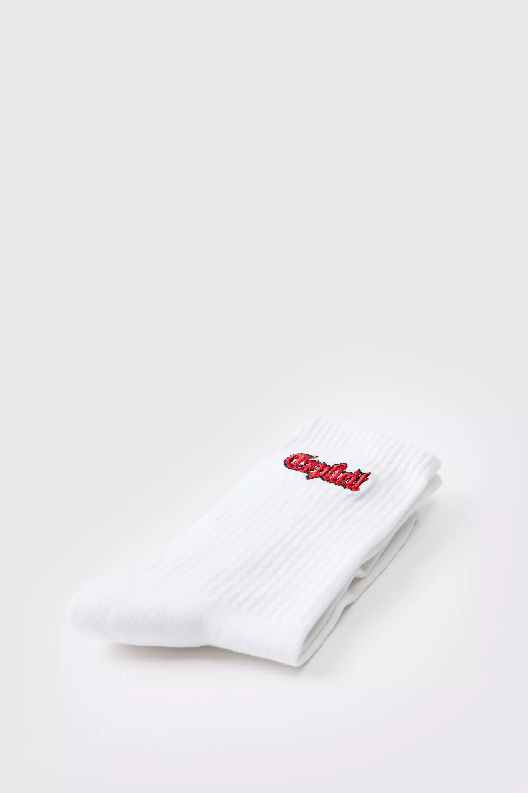 White Explicit Embroidered Half Terry Socks alternative image