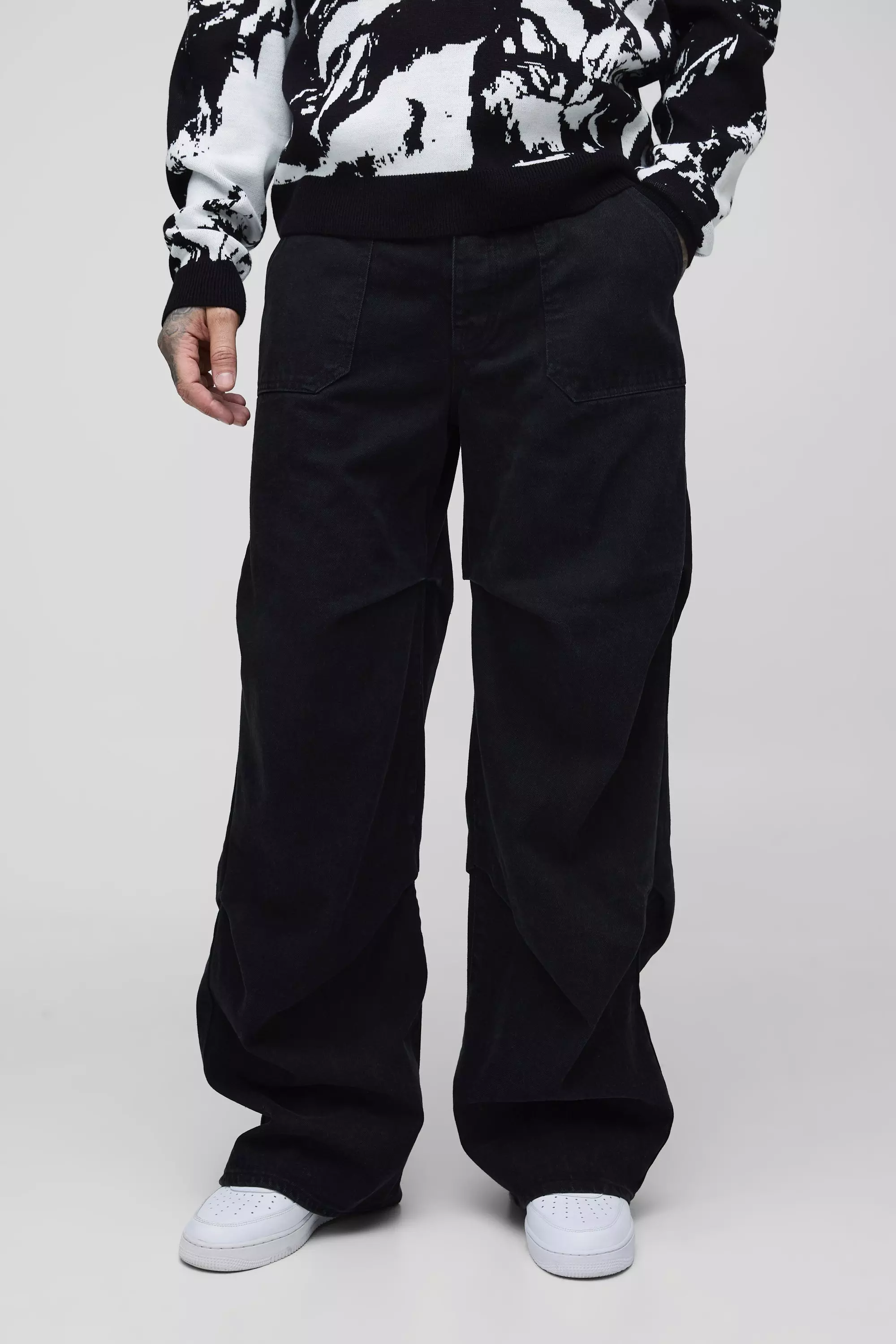 Jeans Tall Extra Comodi Con Ruches, Black immagine alternativa