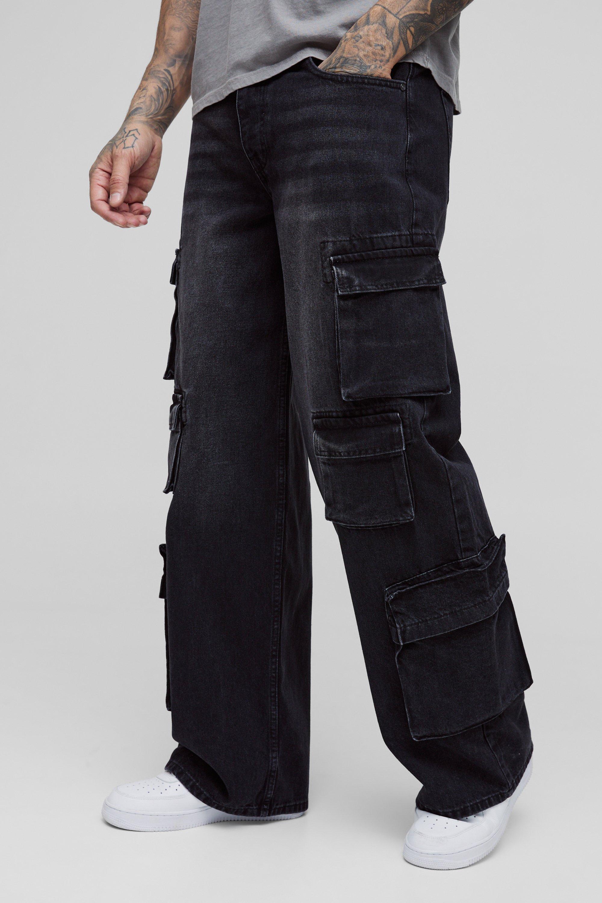 Tall Extreme Cargo Baggy Flared Jeans | boohooMAN USA