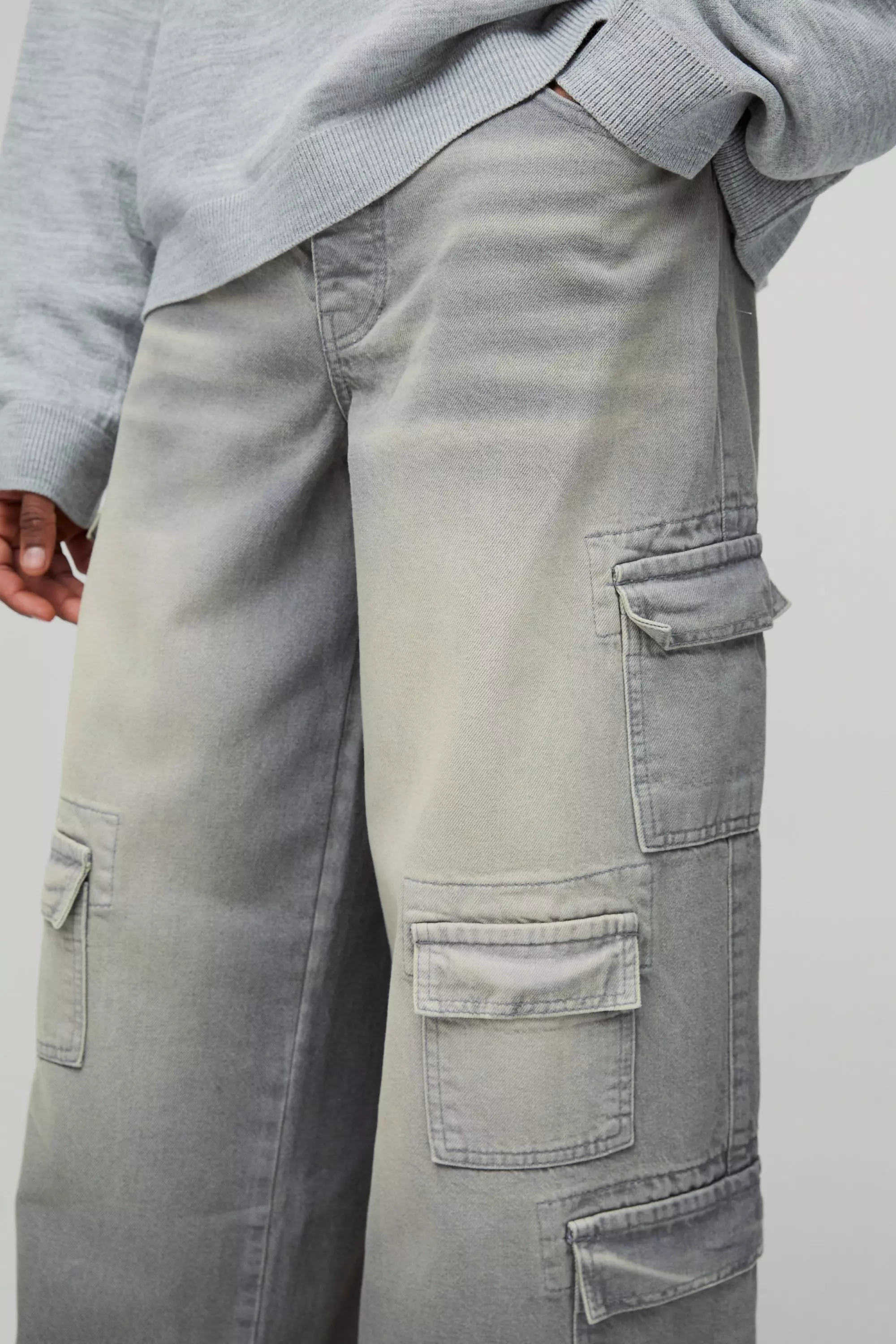 Tall - Jean cargo baggy à poches multiples, Grey autre image