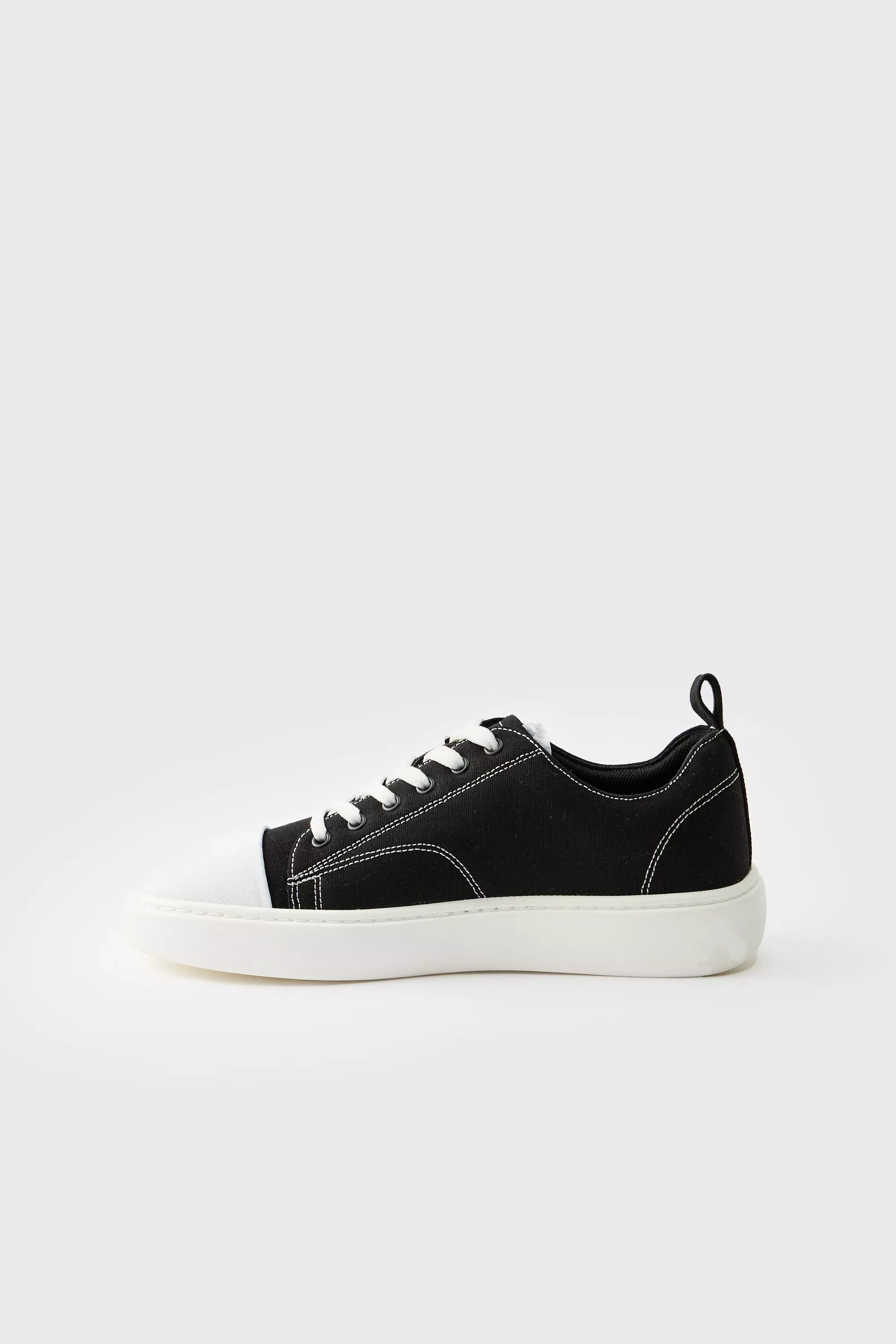 Black Canvas Gympen Met Contrasterende Stiksels alternatieve afbeelding