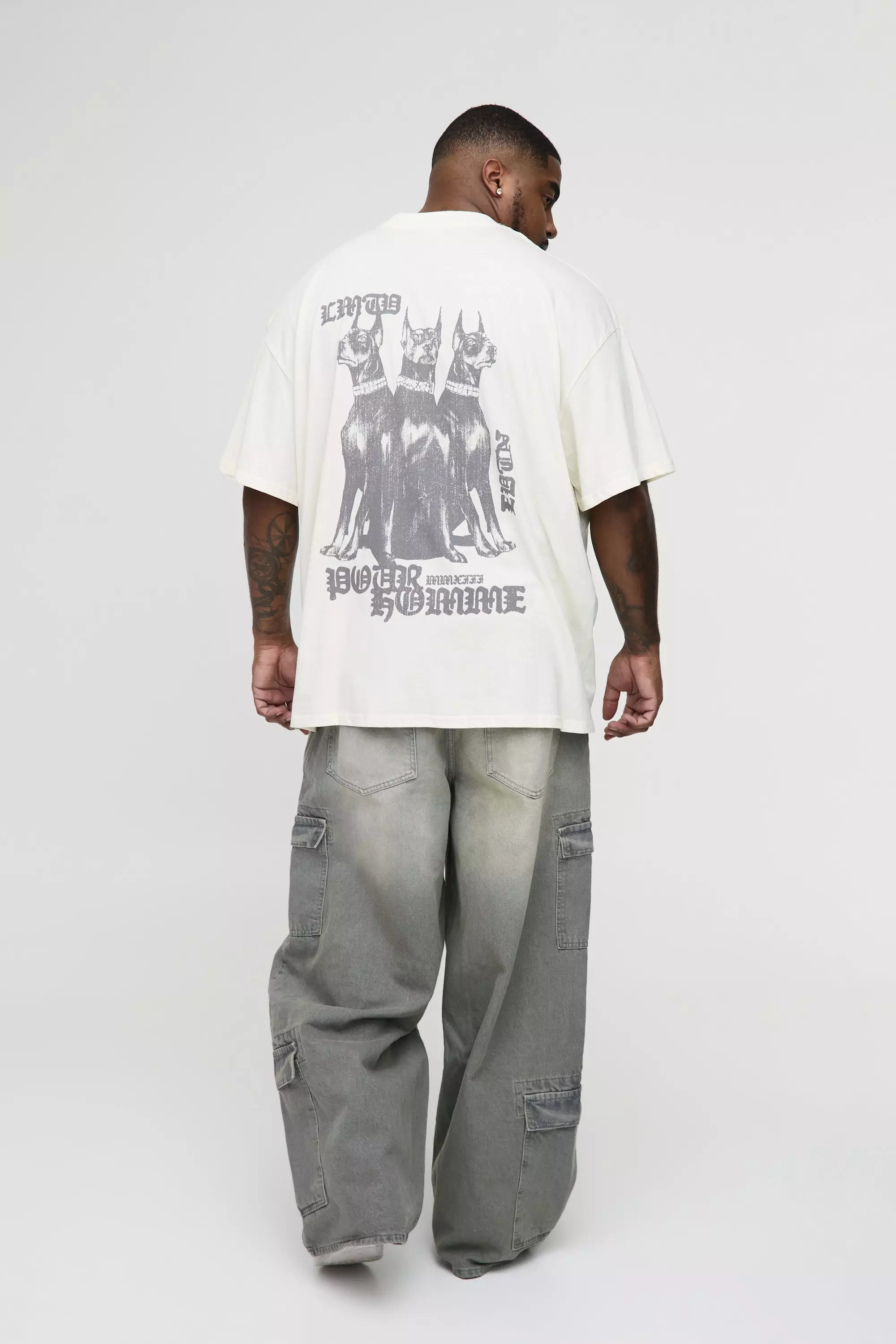 Grey Plus Multi Pocket Baggy Cargo Jeans alternative image