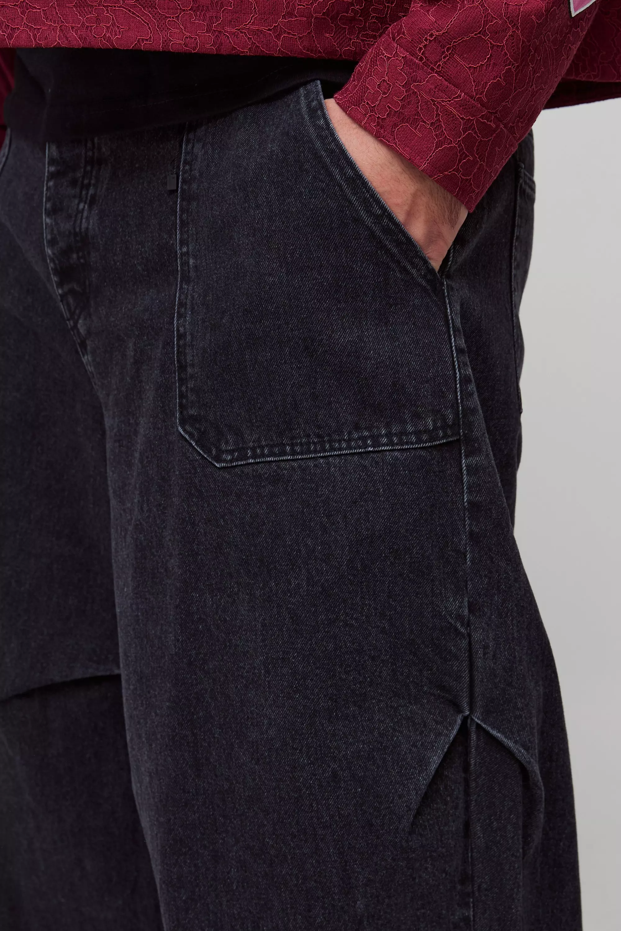 Grande taille - Jean baggy froncé, Black autre image