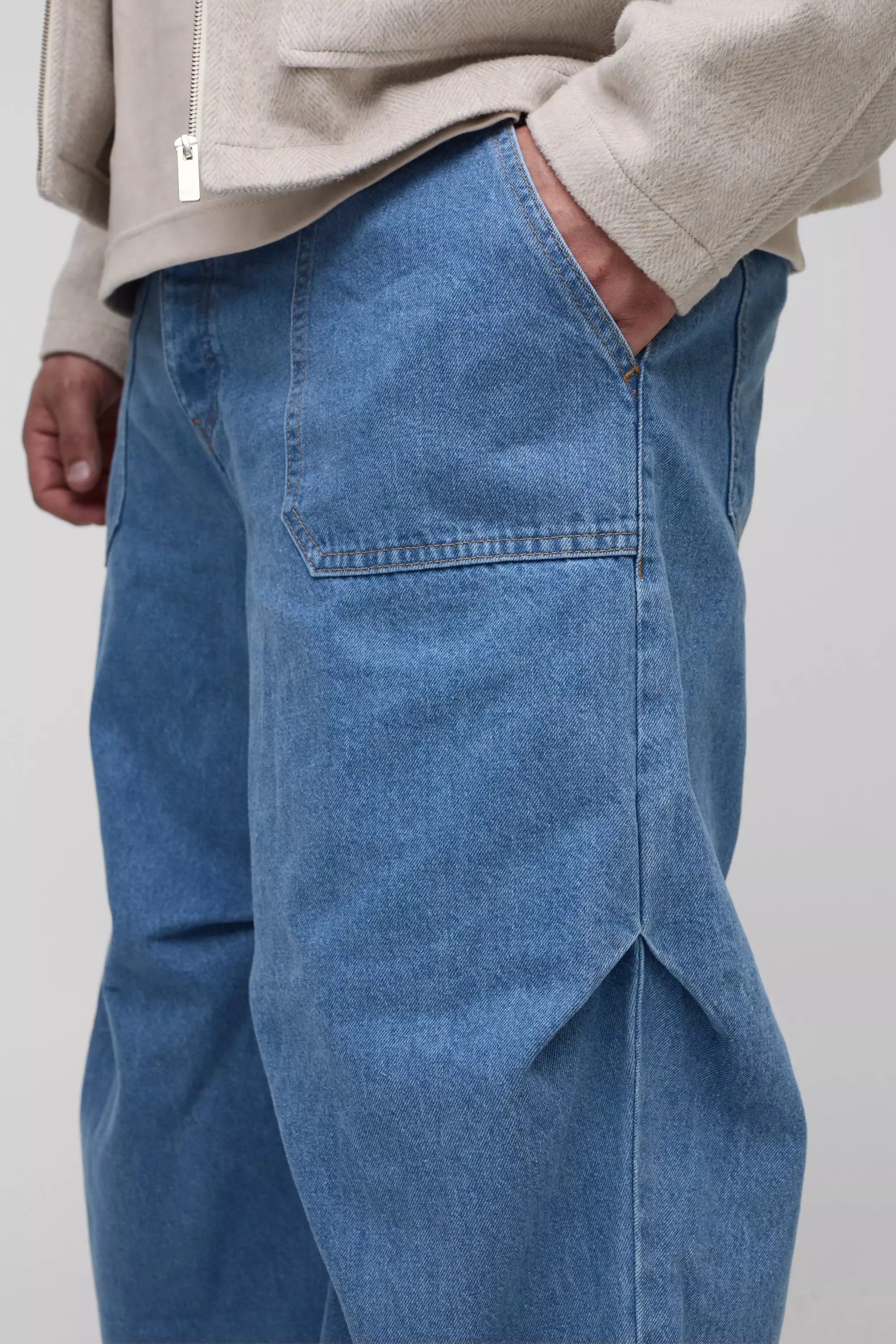 Grande taille - Jean baggy froncé, Light wash autre image