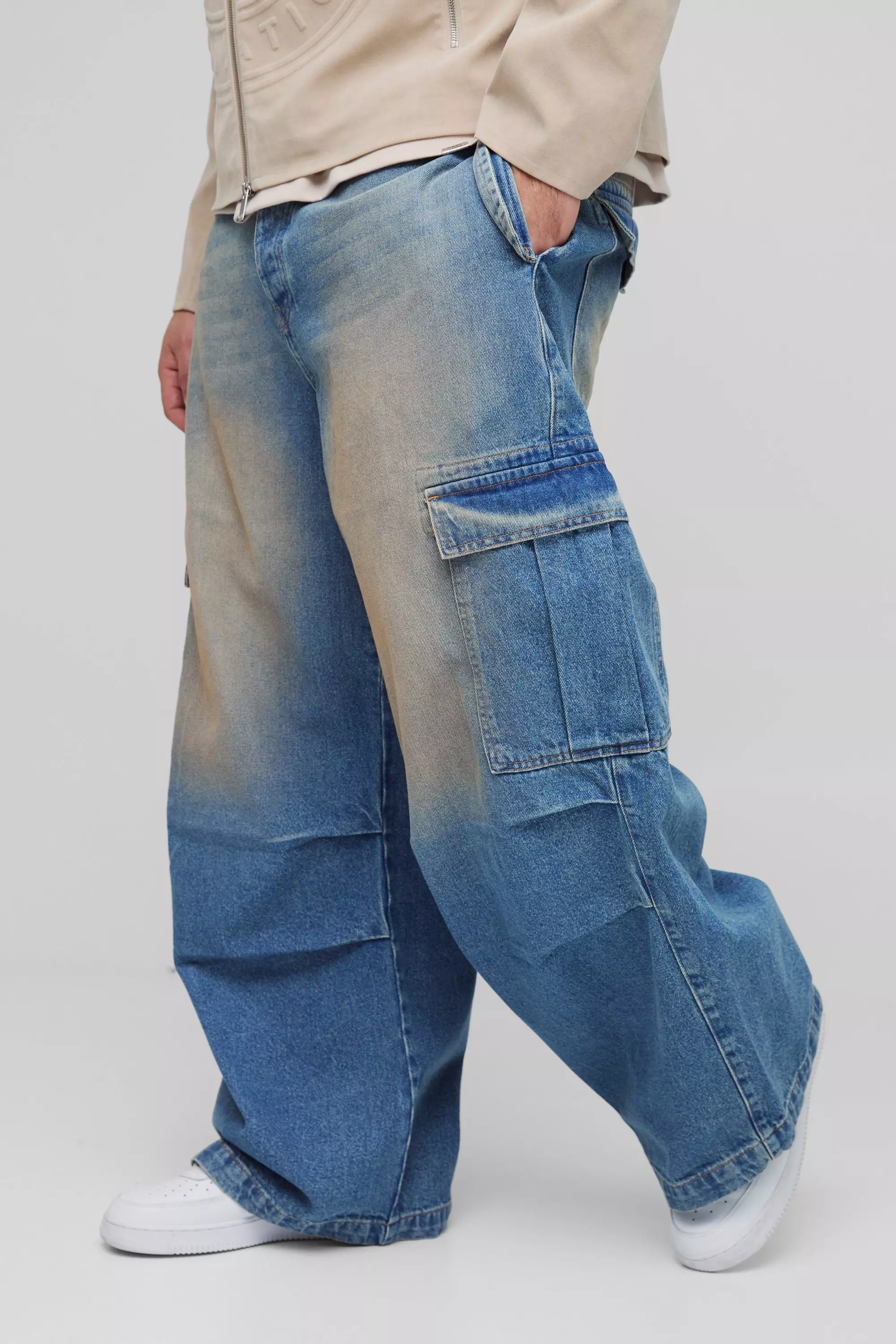 Grande taille - Jean cargo baggy, Mid wash autre image