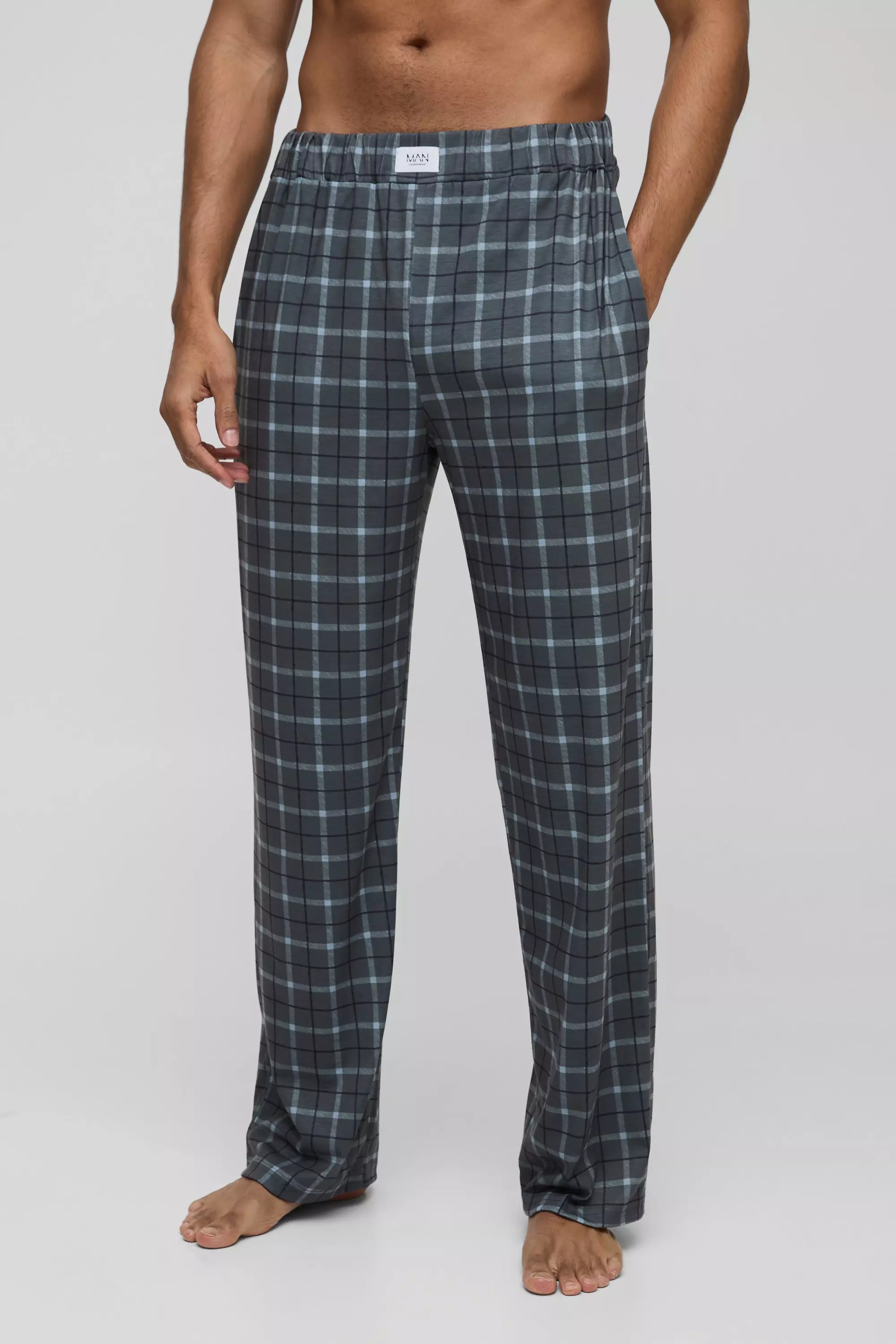 Black Relaxed Check Lounge Bottoms alternative image