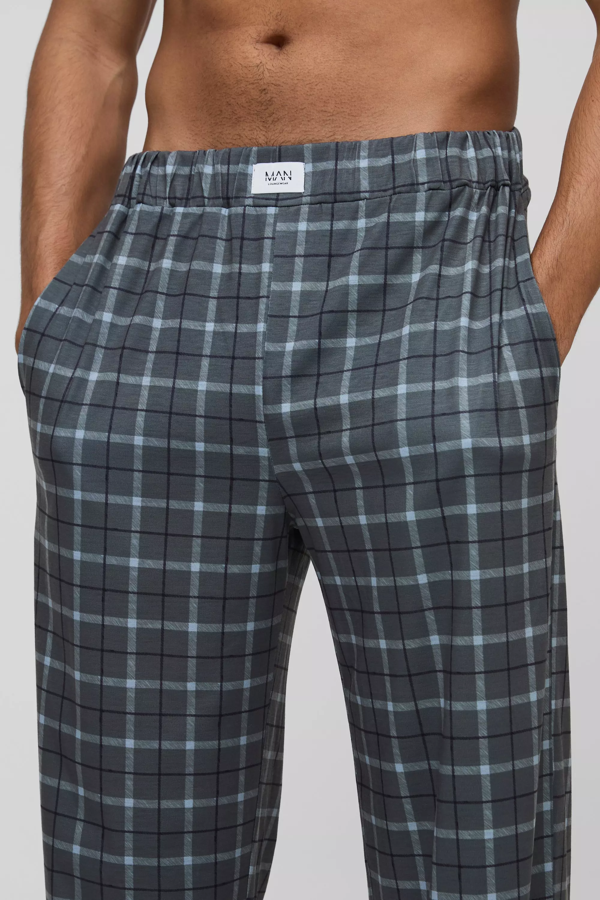 Black Relaxed Check Lounge Bottoms alternative image