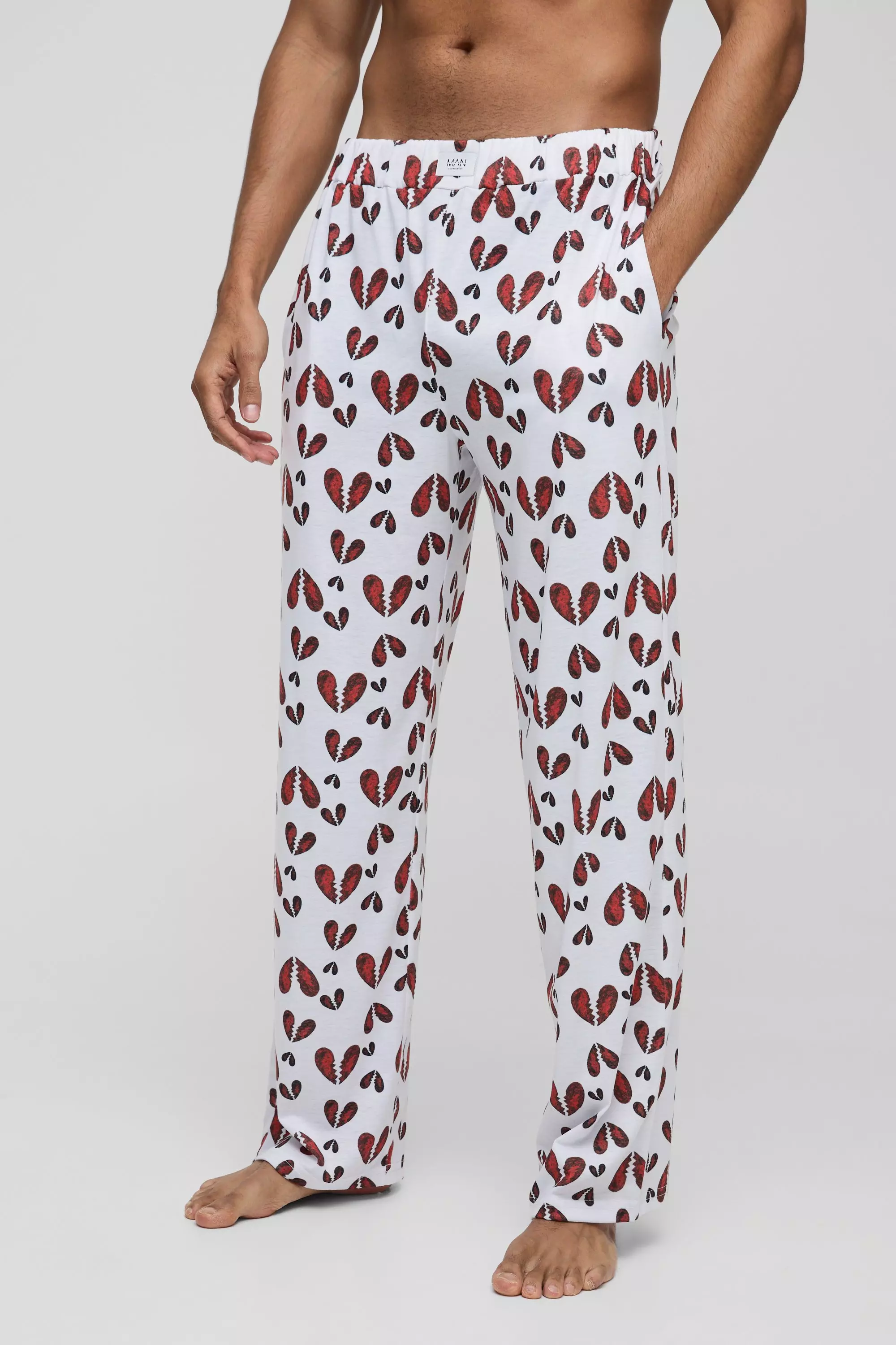 White Baggy Broken Hearts Lounge Broek alternatieve afbeelding