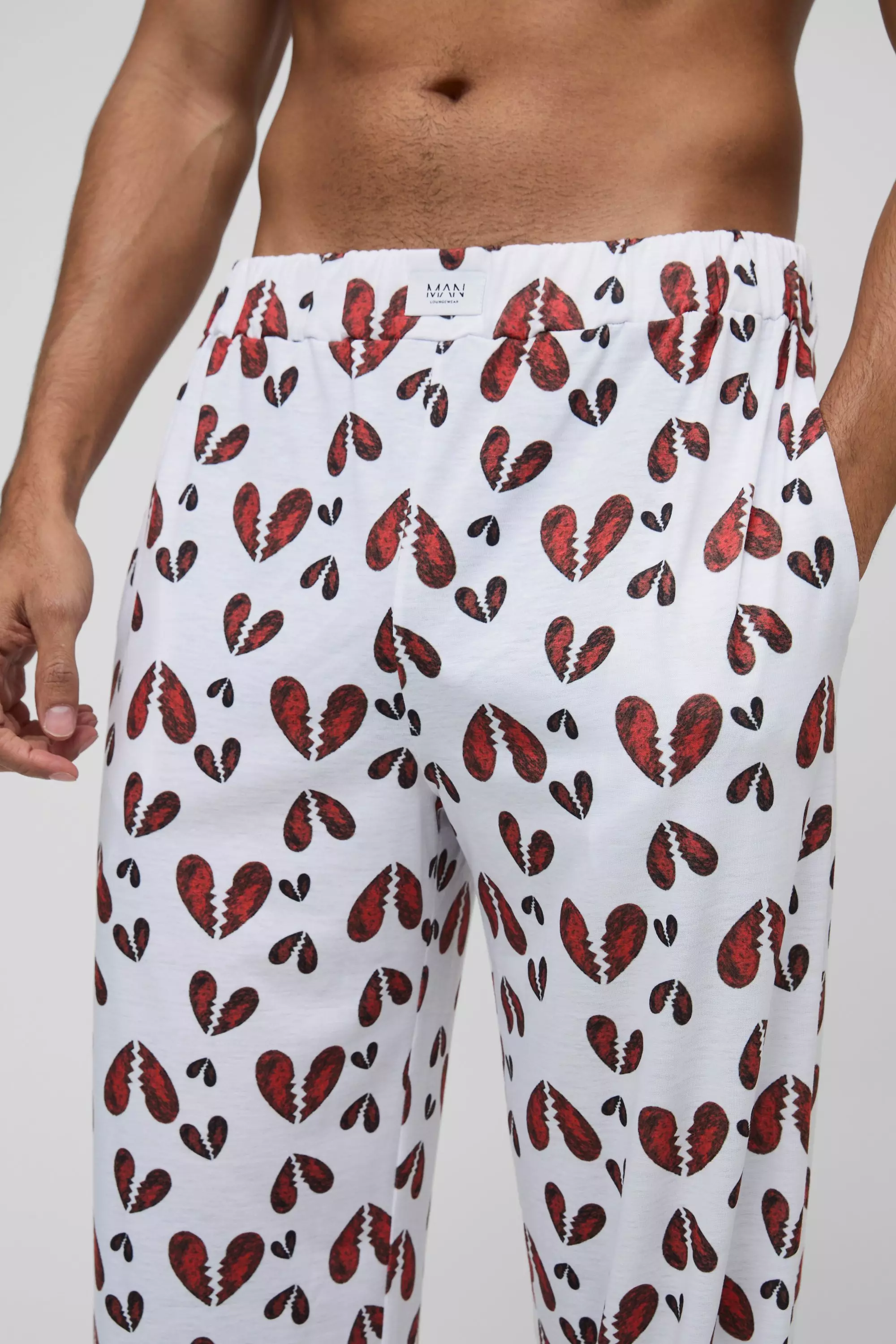 White Baggy Broken Hearts Lounge Broek alternatieve afbeelding