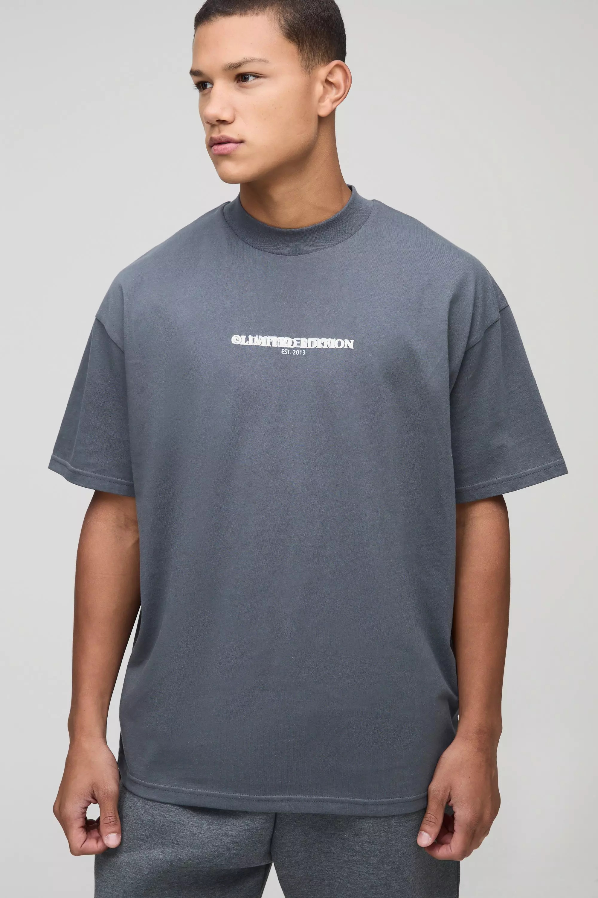 T-shirt épais oversize imprimé, Dark grey autre image