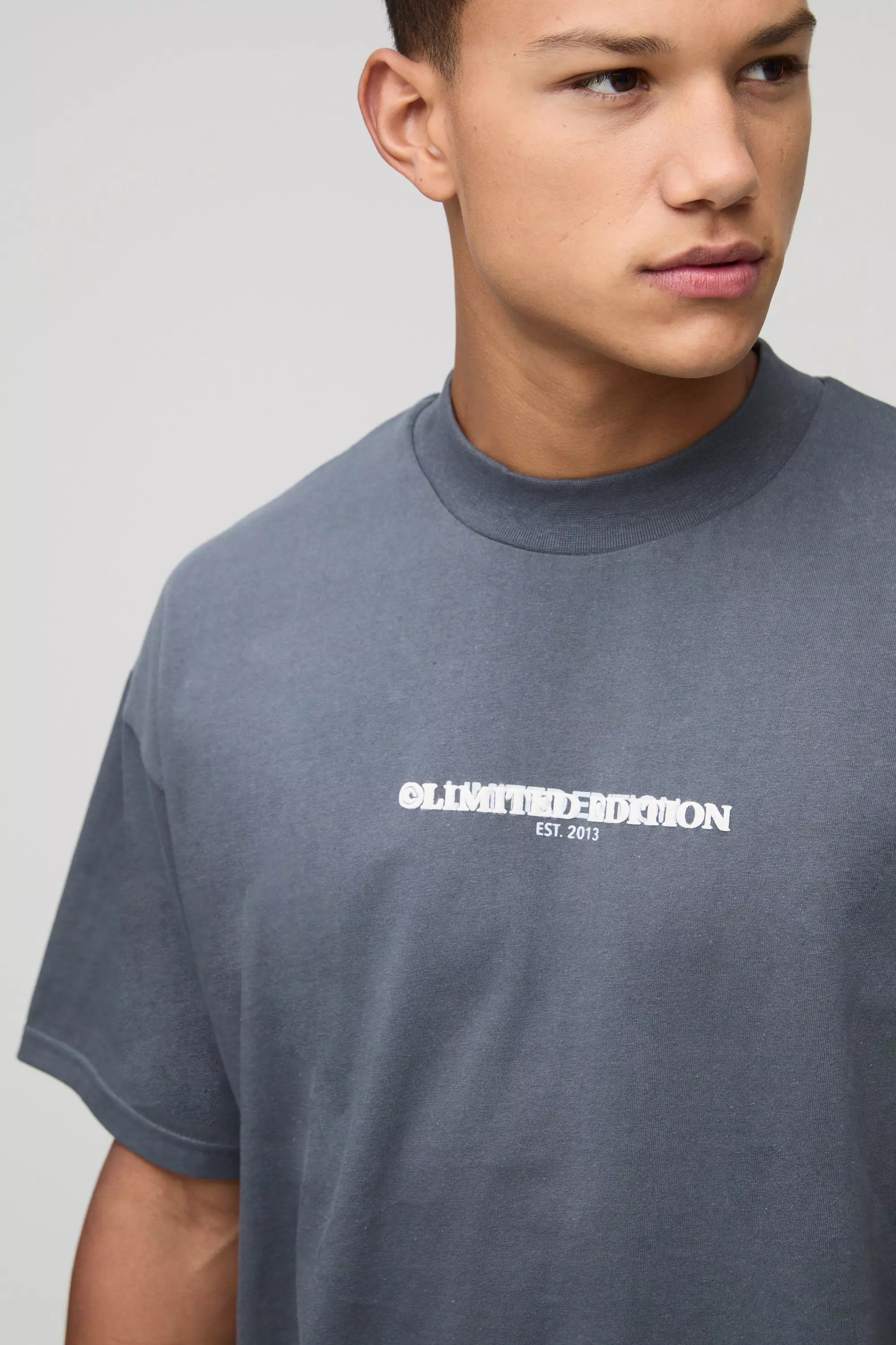 T-shirt épais oversize imprimé, Dark grey autre image