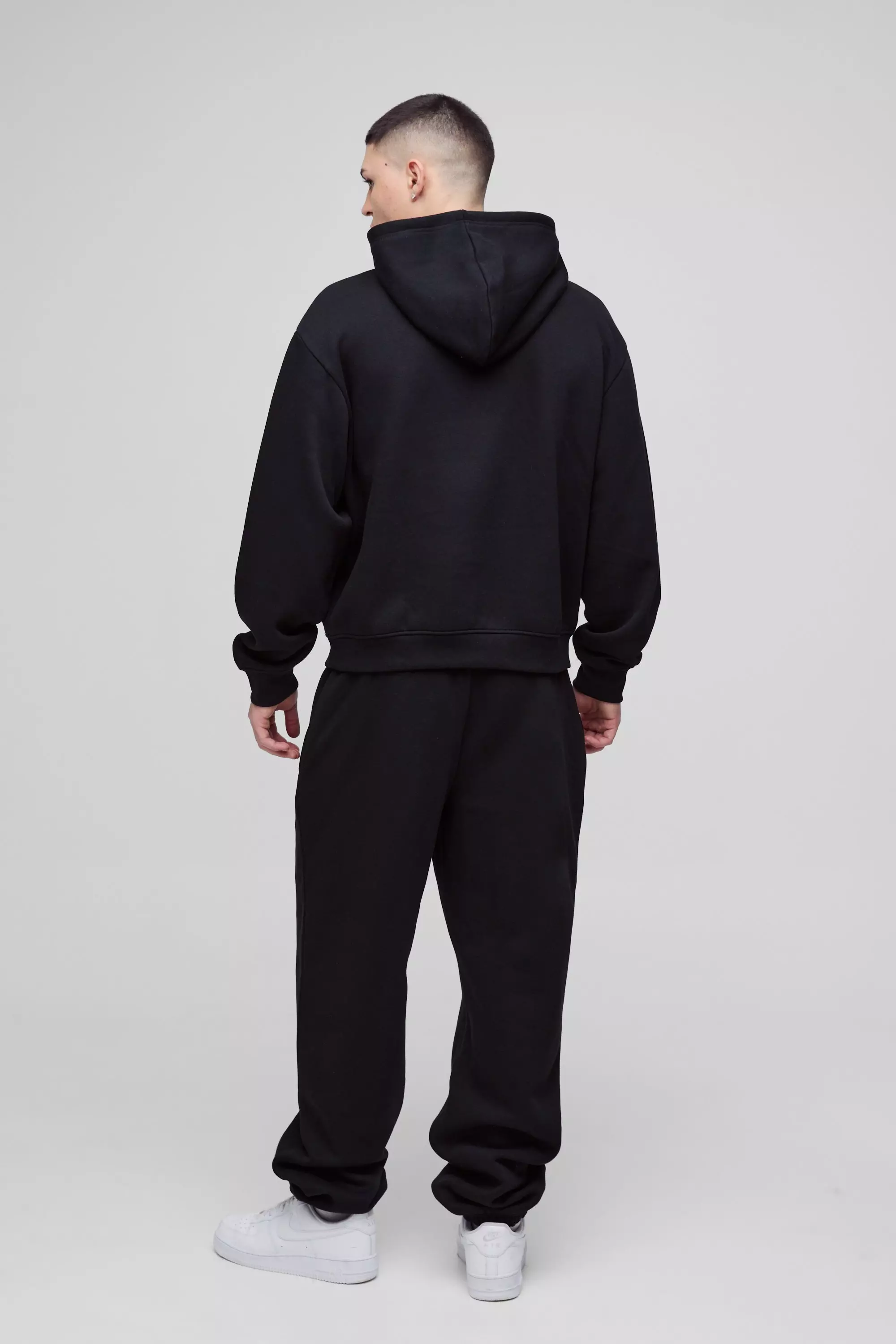 Tuta Sportiva Squadrata Oversize Con Cappuccio, Black immagine alternativa