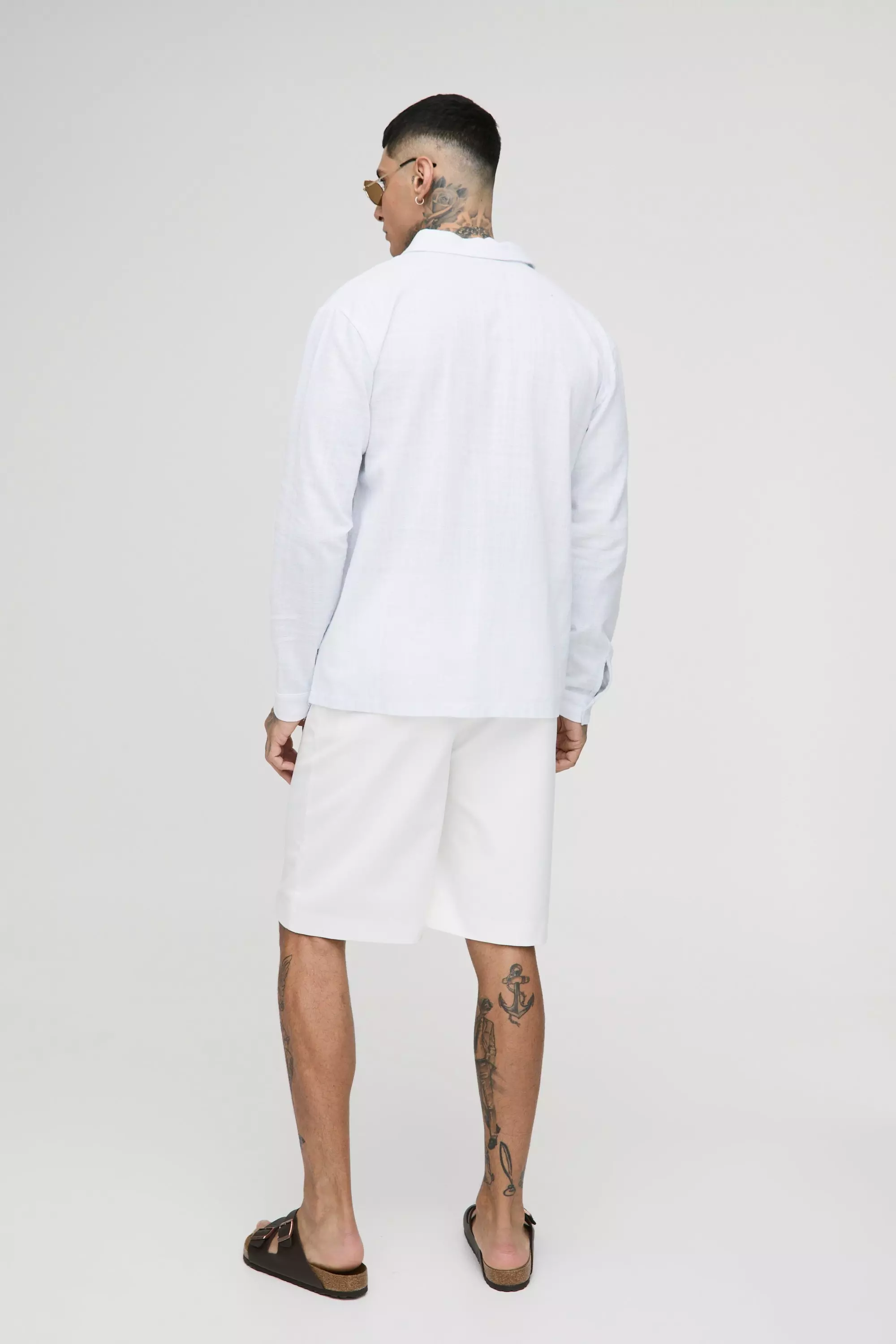 Tall langärmliges Oversize Leinen-Hemd, White alternatives Bild