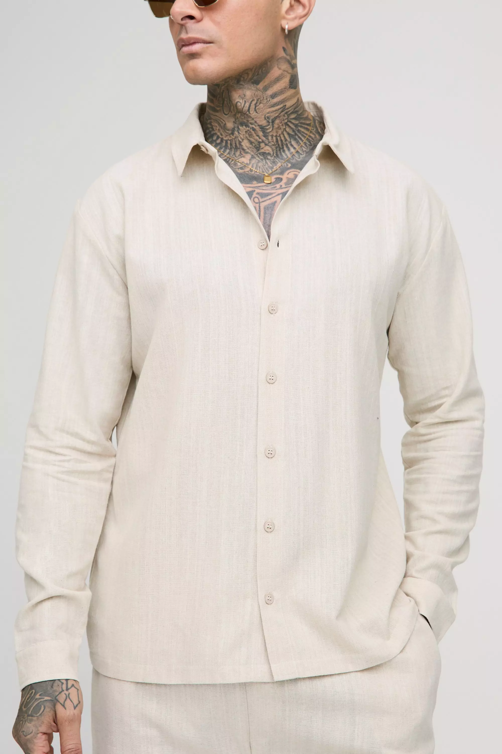 Tall - Chemise oversize à manches longues, Natural autre image