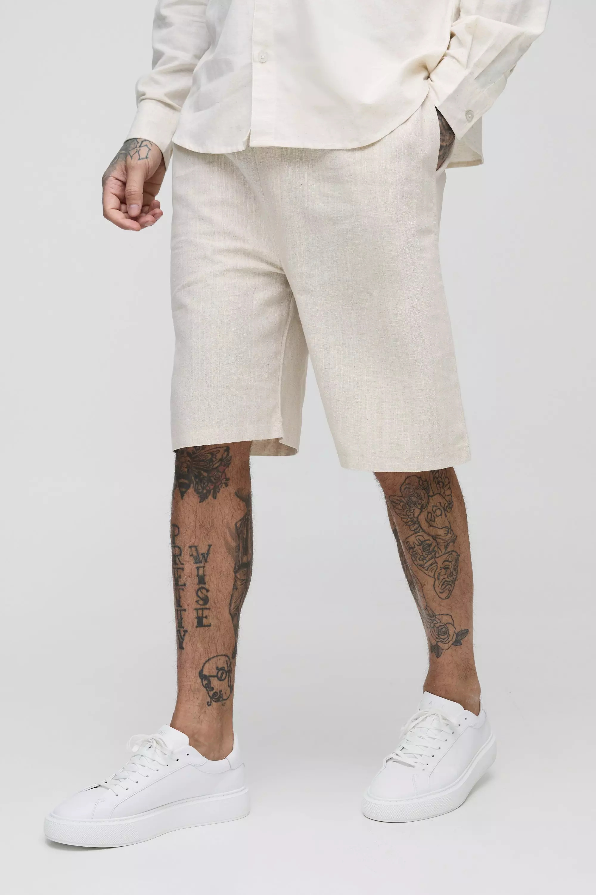 Natural Tall Linen Relaxed Fit Shorts alternative image