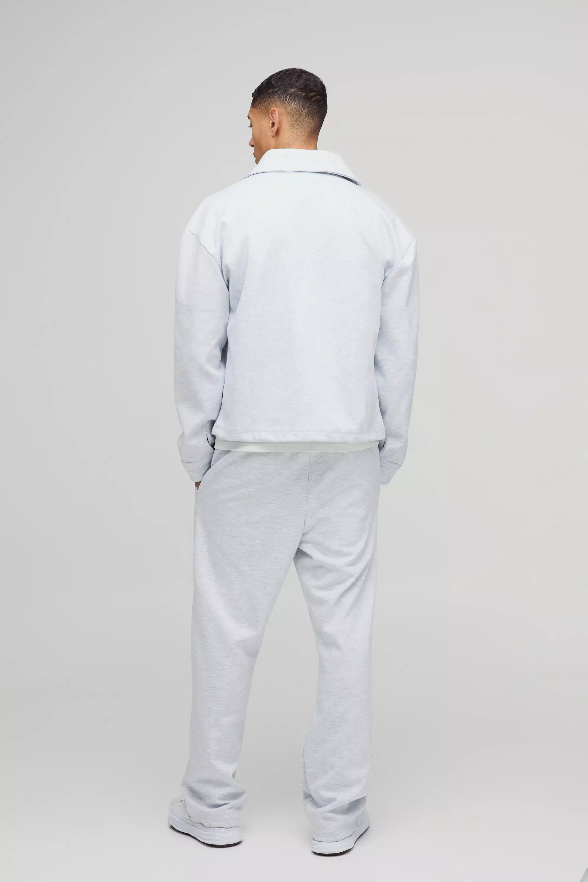 Grey marl Straight Leg Scuba Pintuck Front Pants alternative image