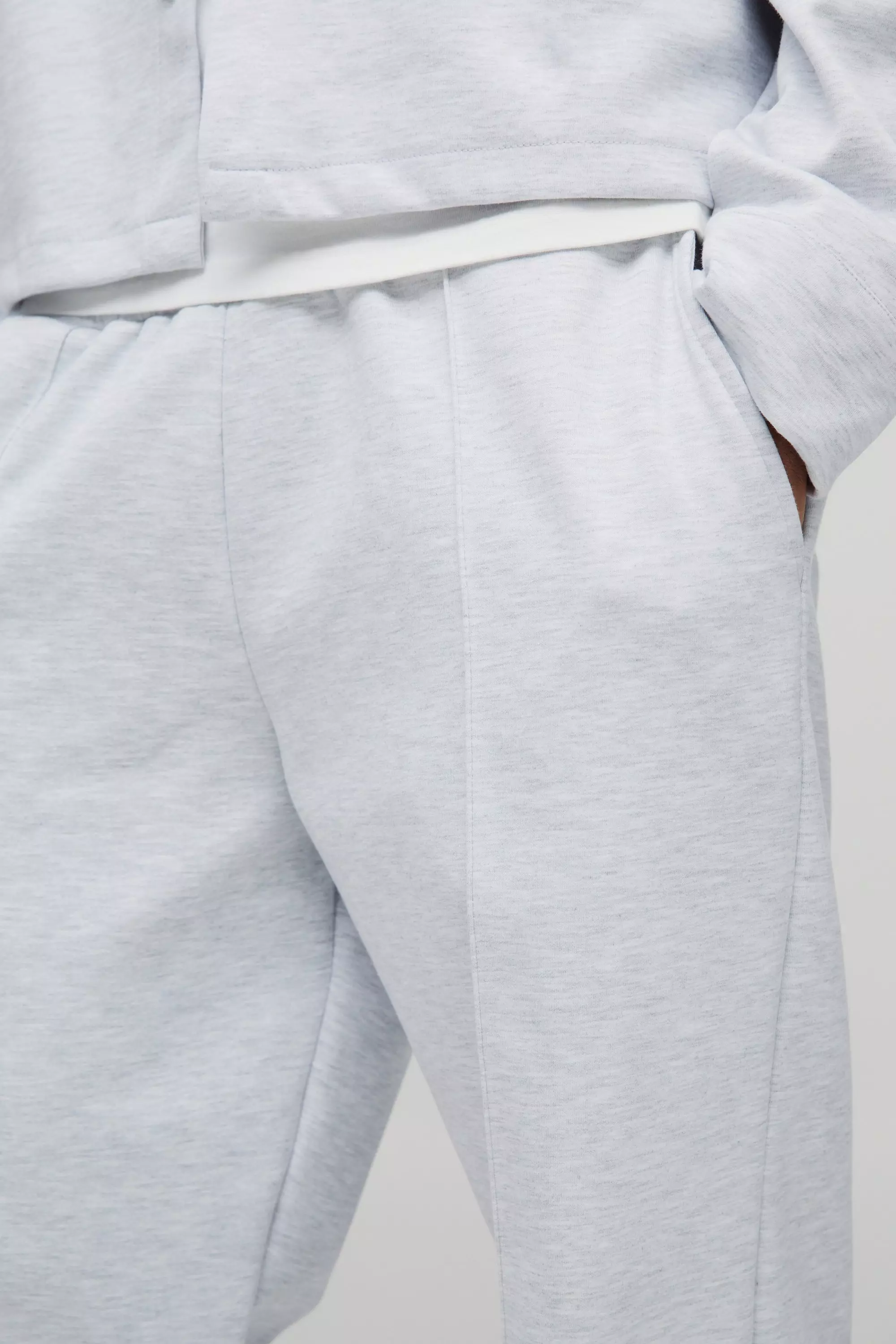 Grey marl Straight Leg Scuba Pintuck Front Pants alternative image