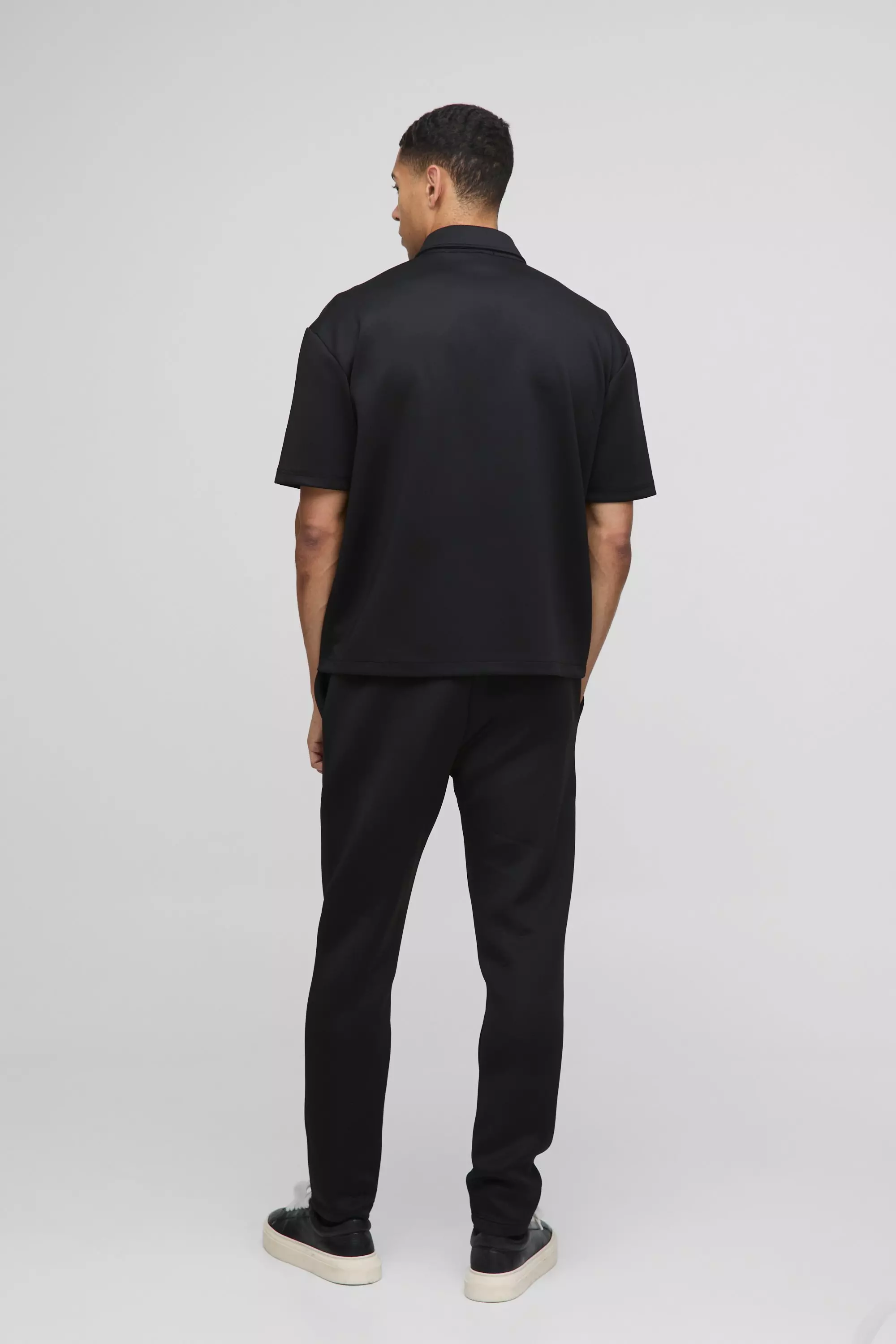 Camicia Oversize In Scuba Con Falsatura, Black immagine alternativa