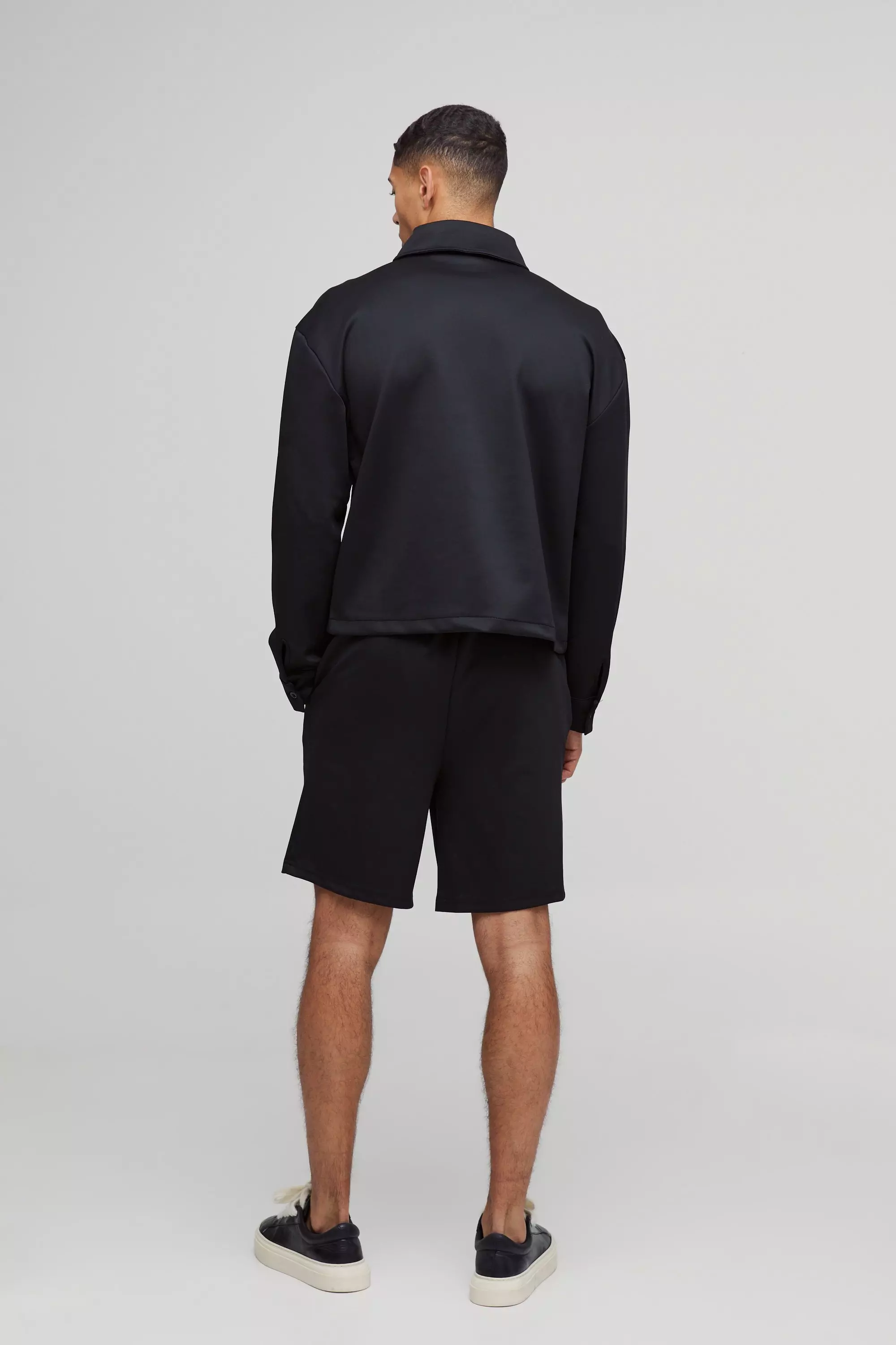 Black Relaxed Fit Elasticated Waist Scuba Short alternative image