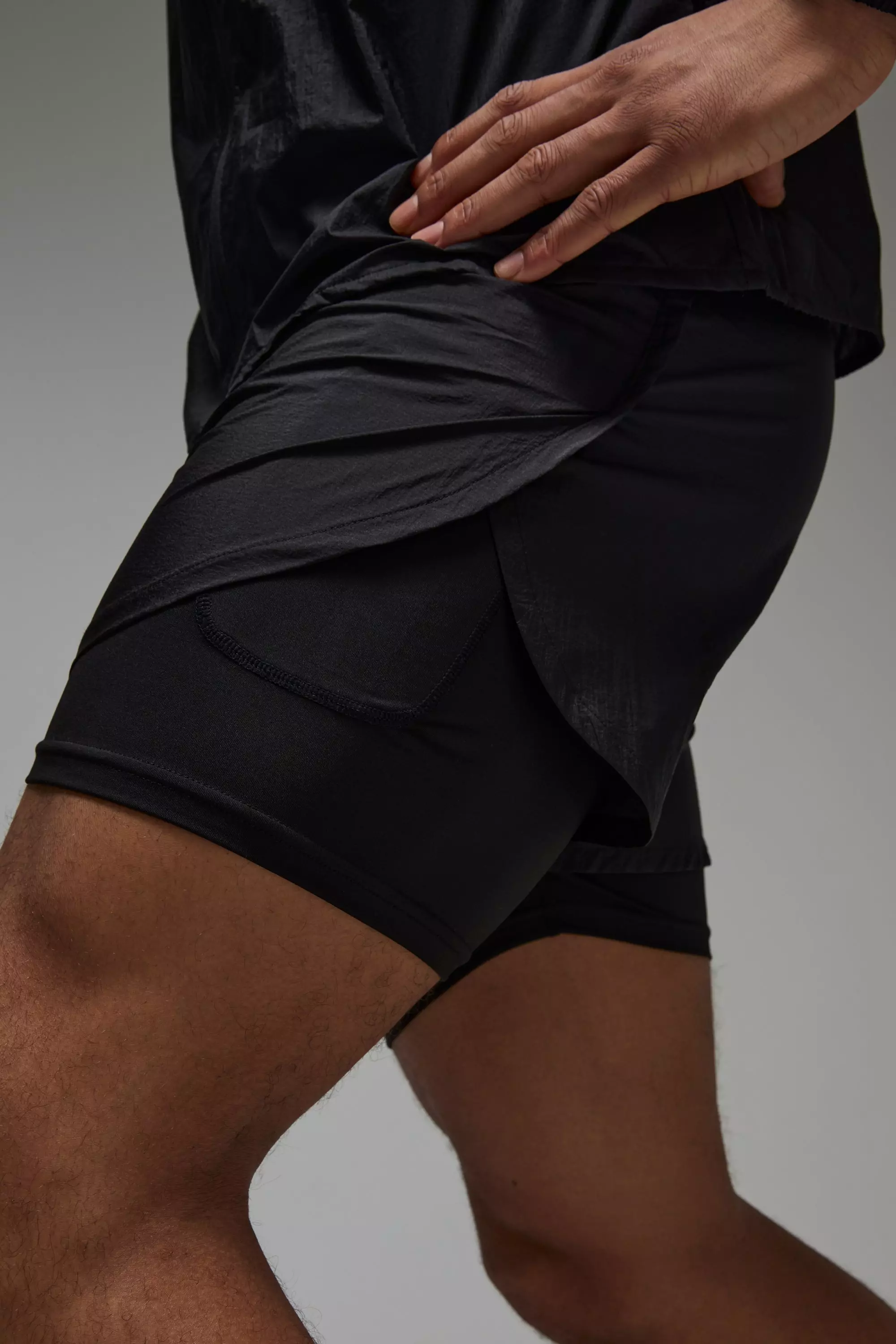 Black Man Active Hybrid 2 in 1 Short alternative image