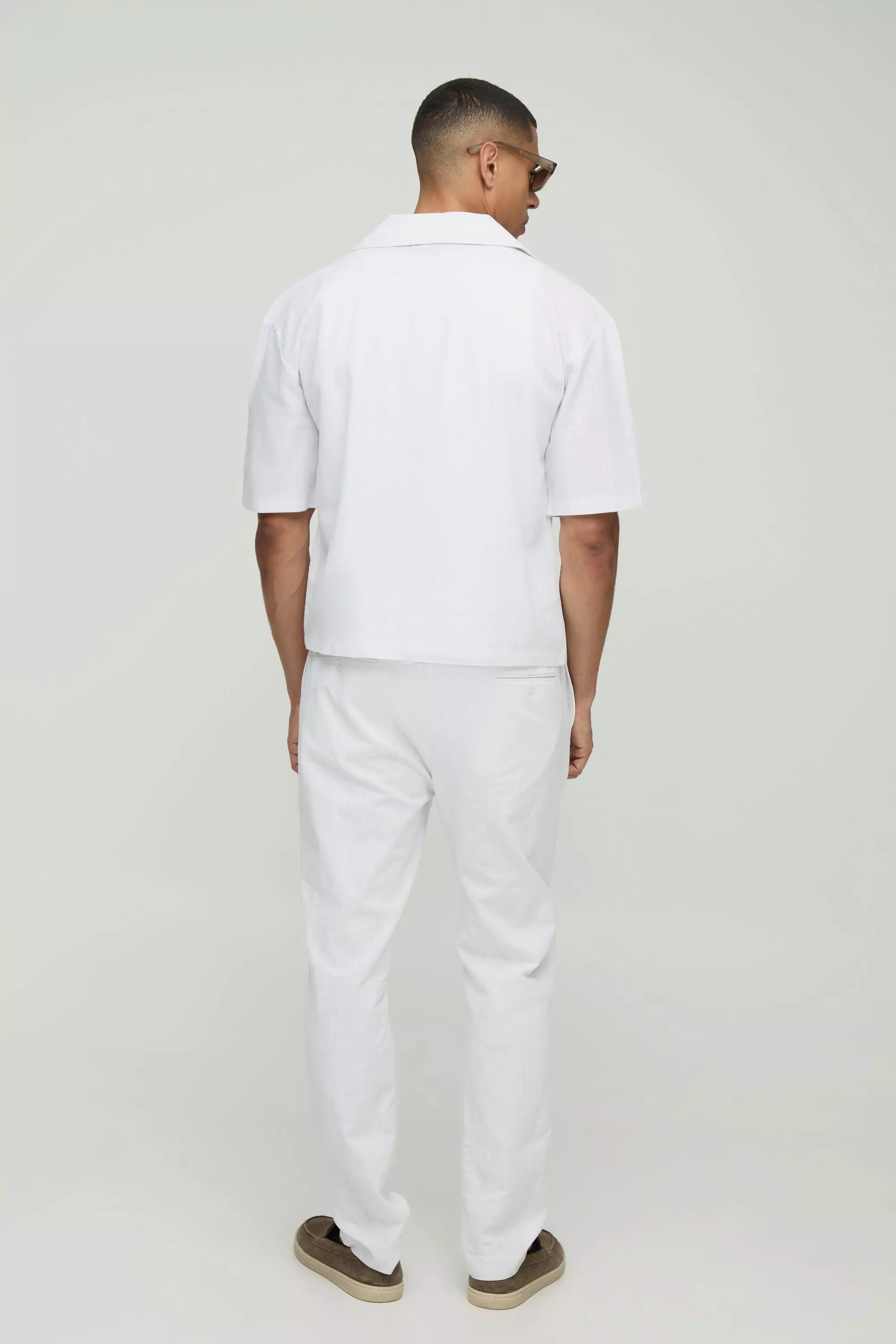 Kurzärmliges Oversize Hemd in Leinenoptik, White alternatives Bild