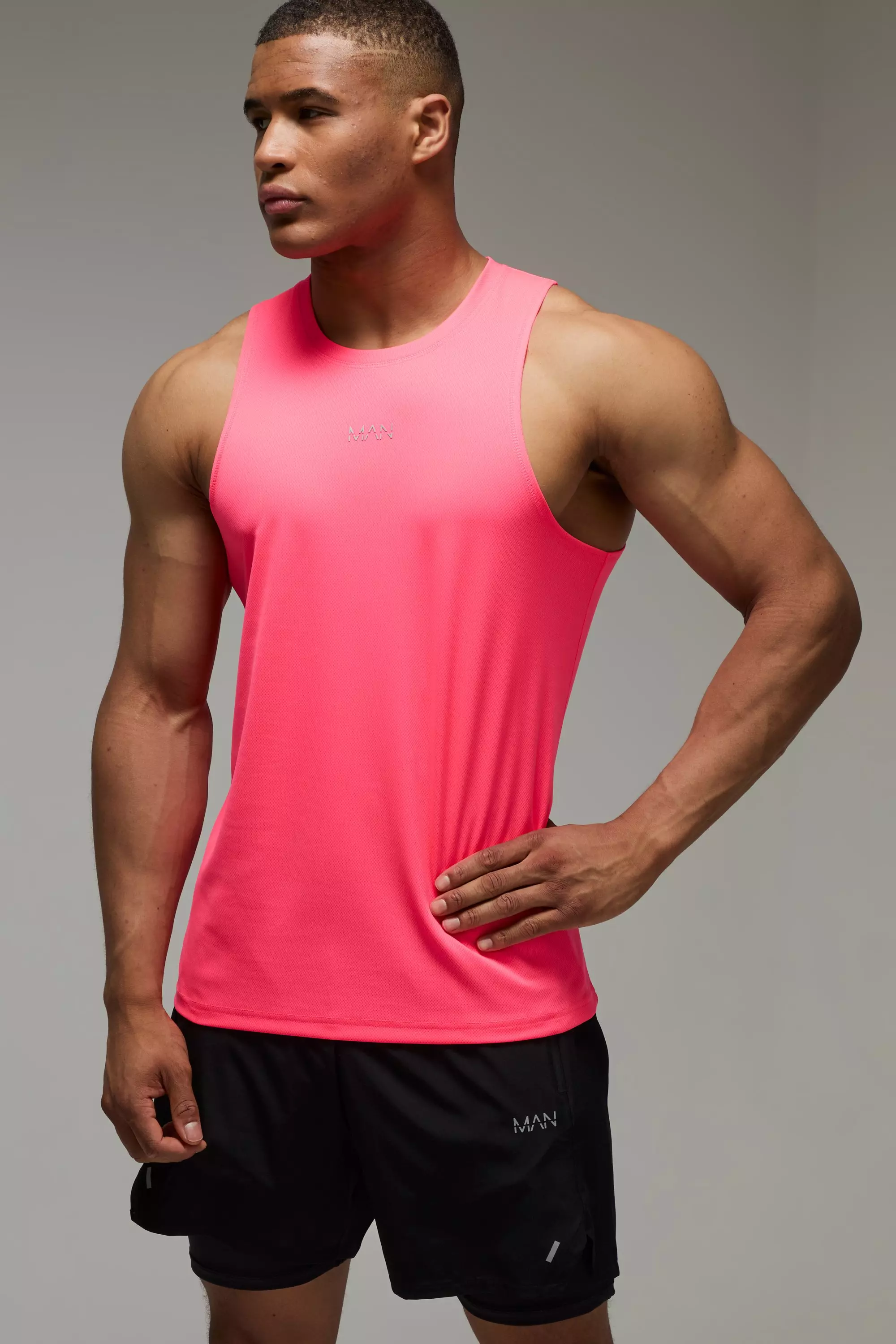 Man Active Running Mesh Undershirt Pink