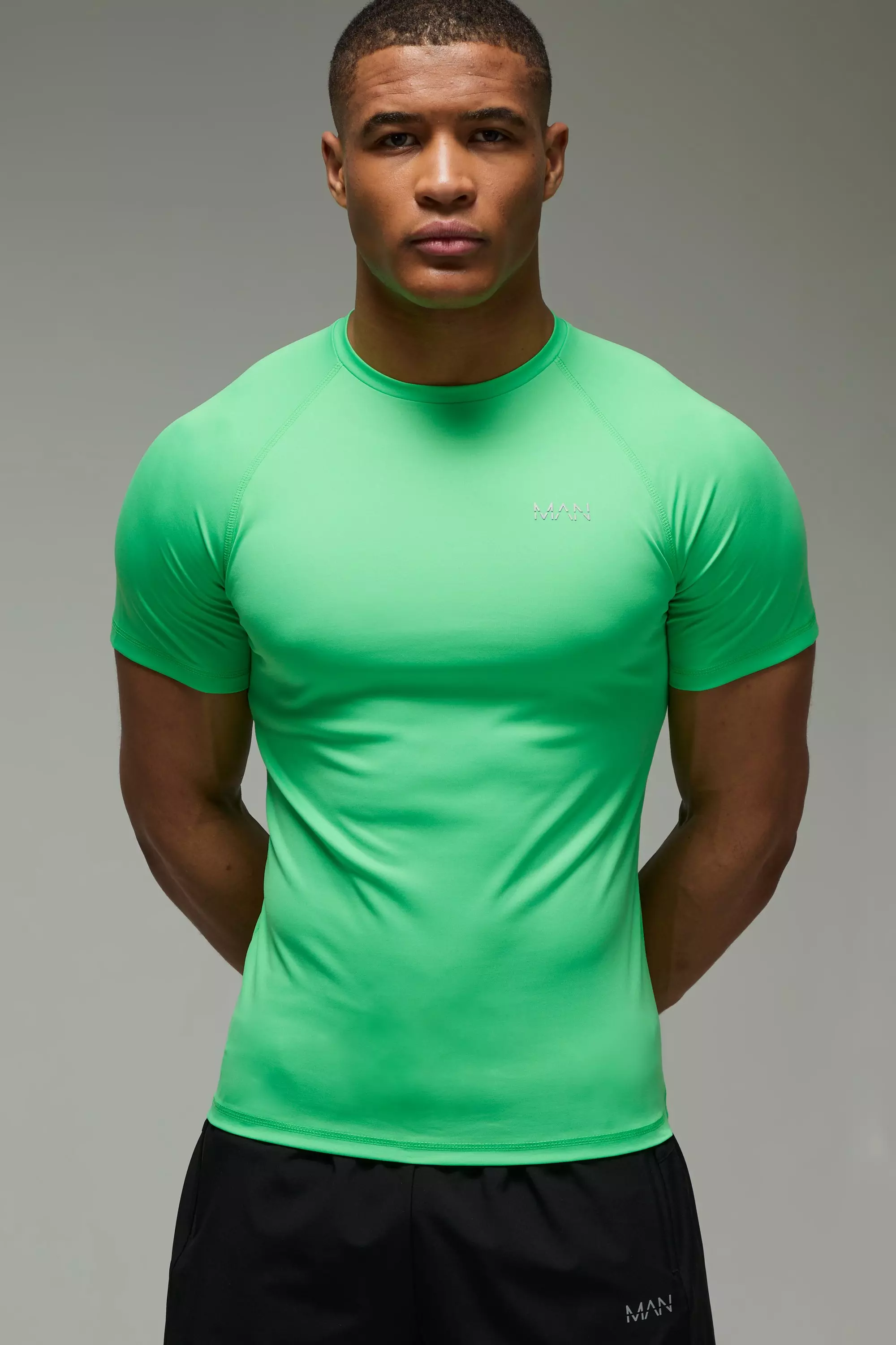Man Active Running Muscle Fit Mesh T-shirt Green