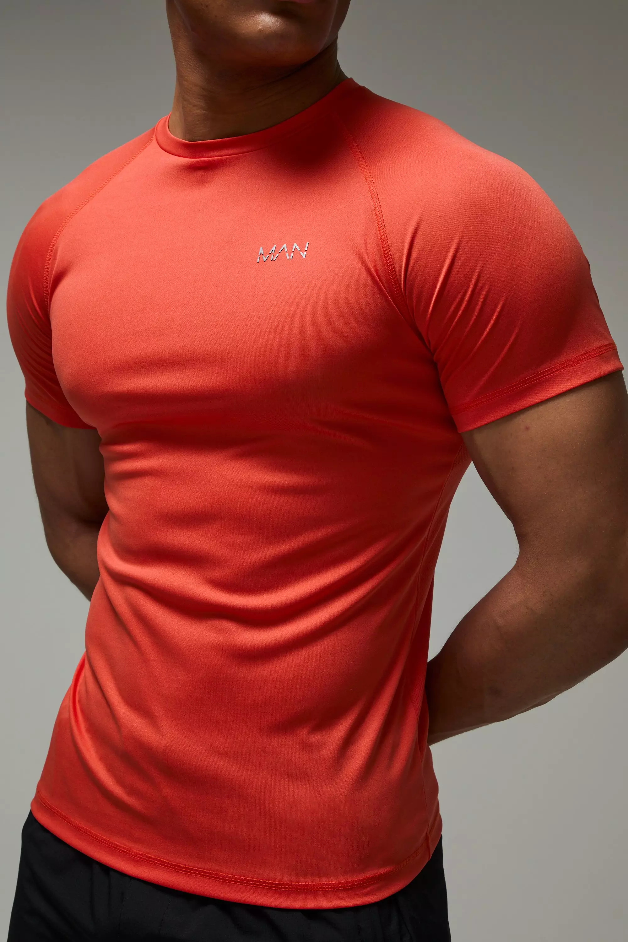 Orange Man Active Running Muscle Fit Mesh T-shirt
